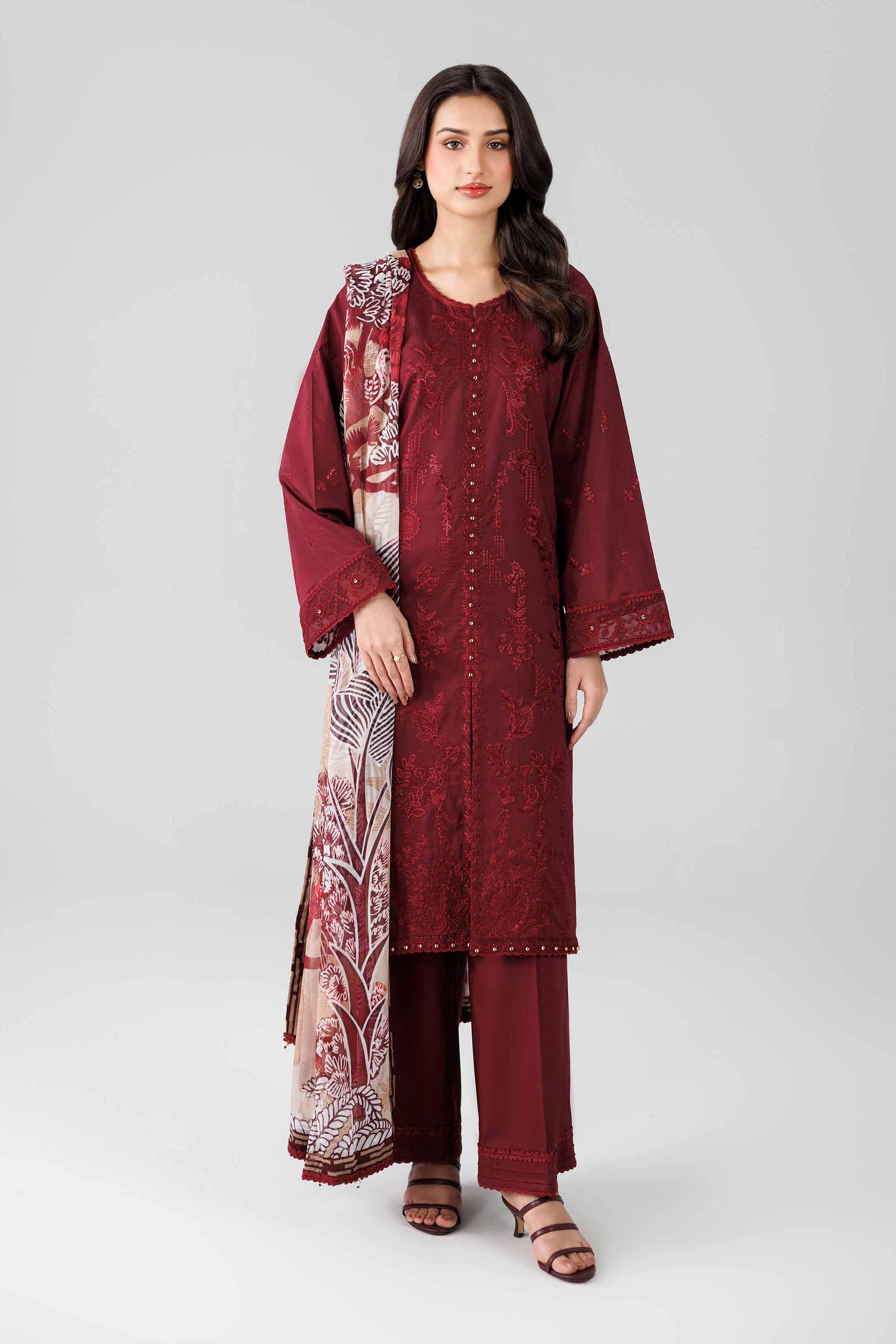3 Piece - Digital Printed Embroidered Suit - 42601825