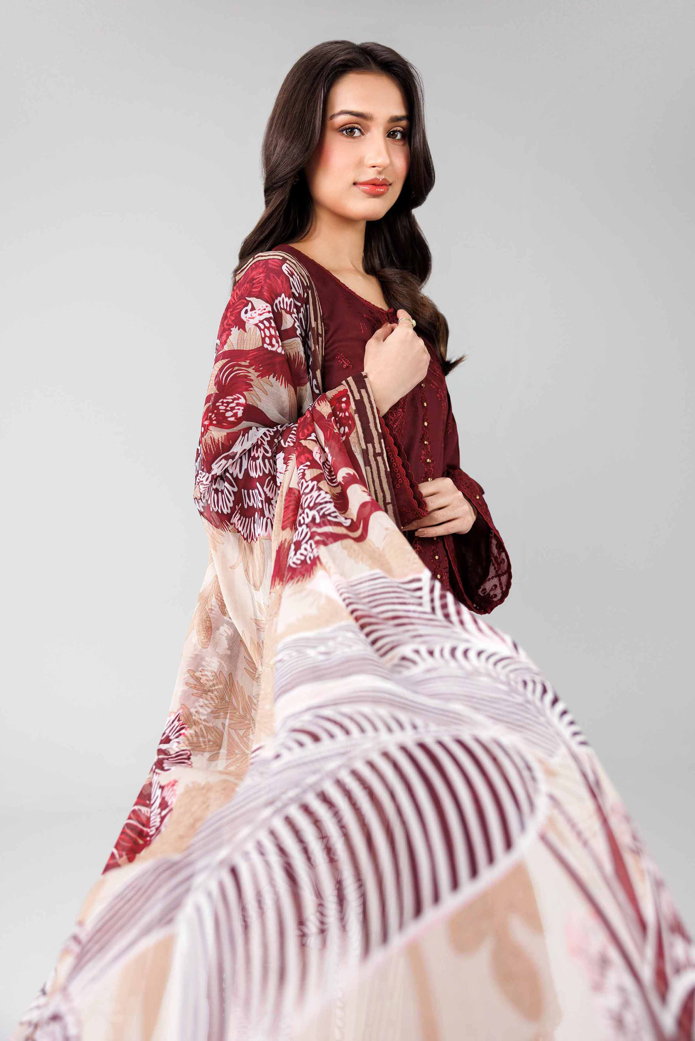 3 Piece - Digital Printed Embroidered Suit - 42601825