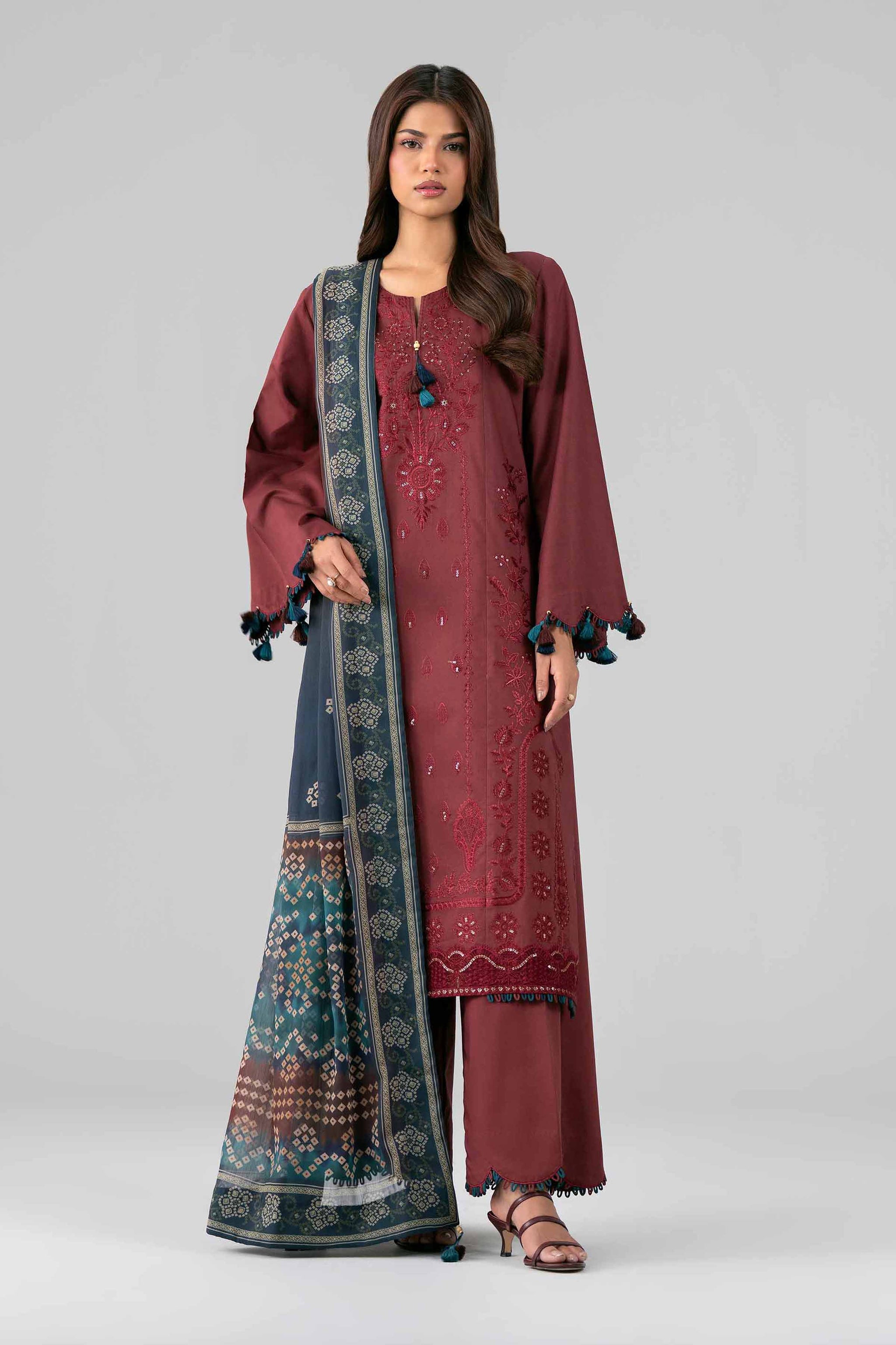 3 Piece - Digital Printed Embroidered Suit - 42601828