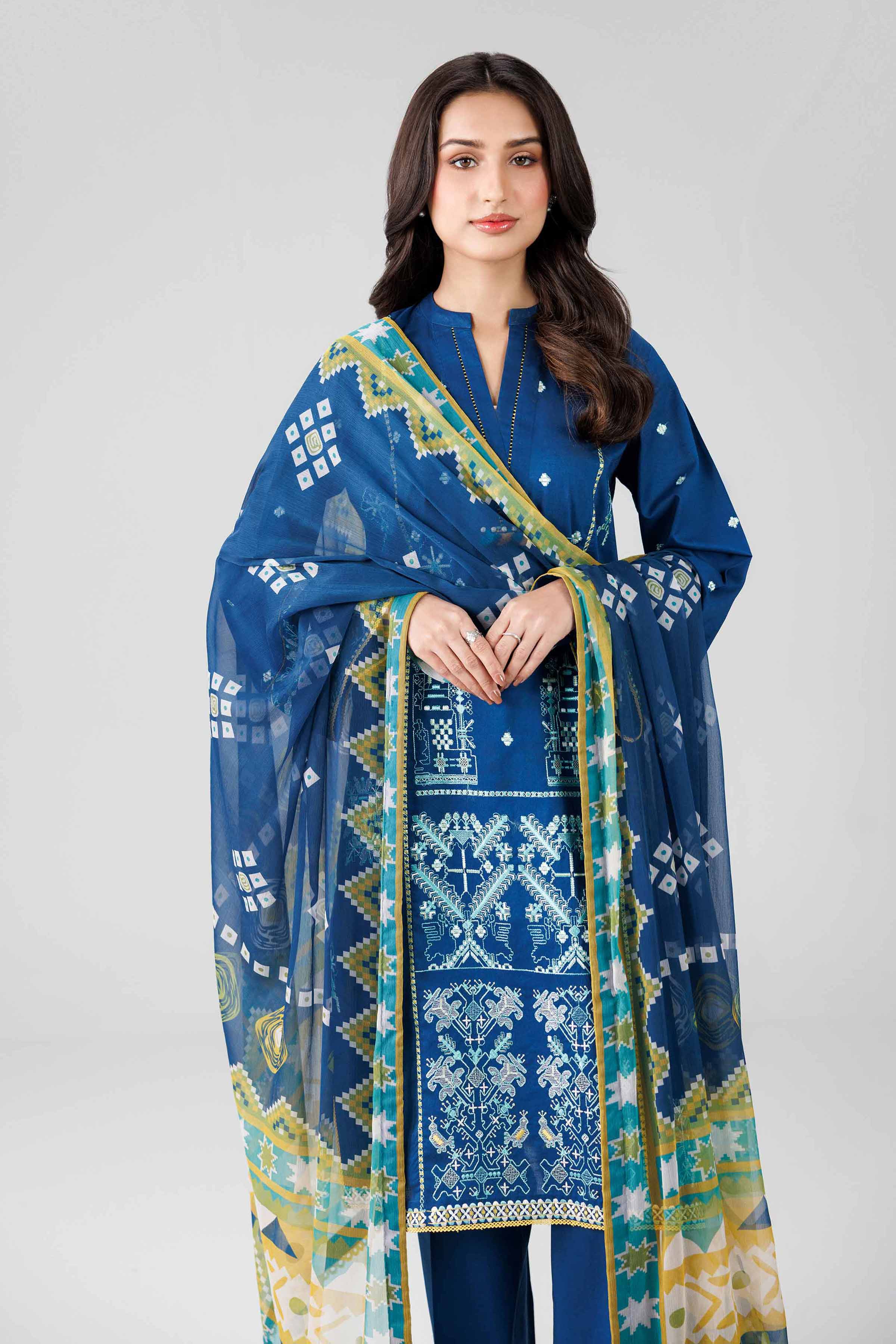 3 Piece - Digital Printed Embroidered Suit - 42601829