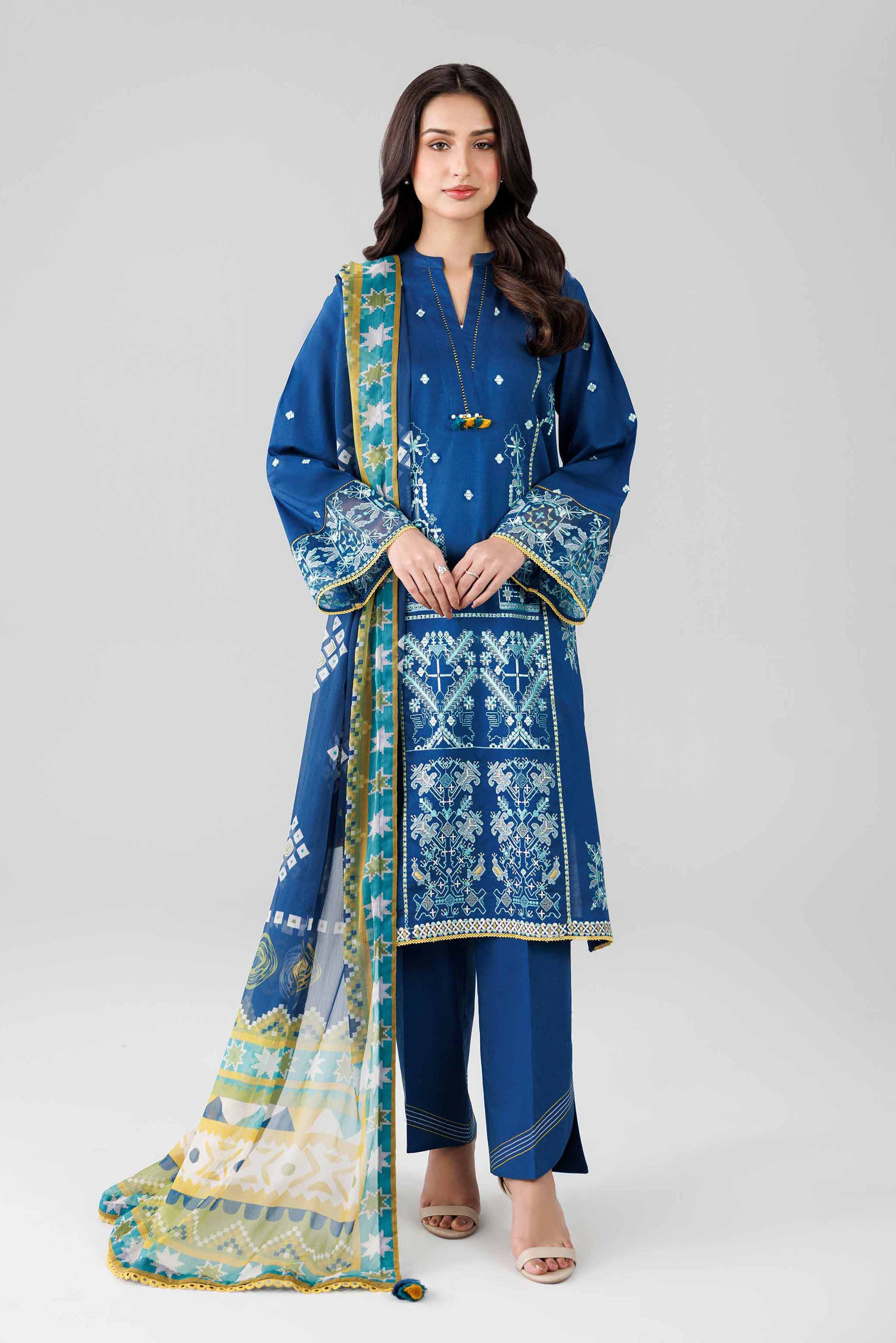 3 Piece - Digital Printed Embroidered Suit - 42601829