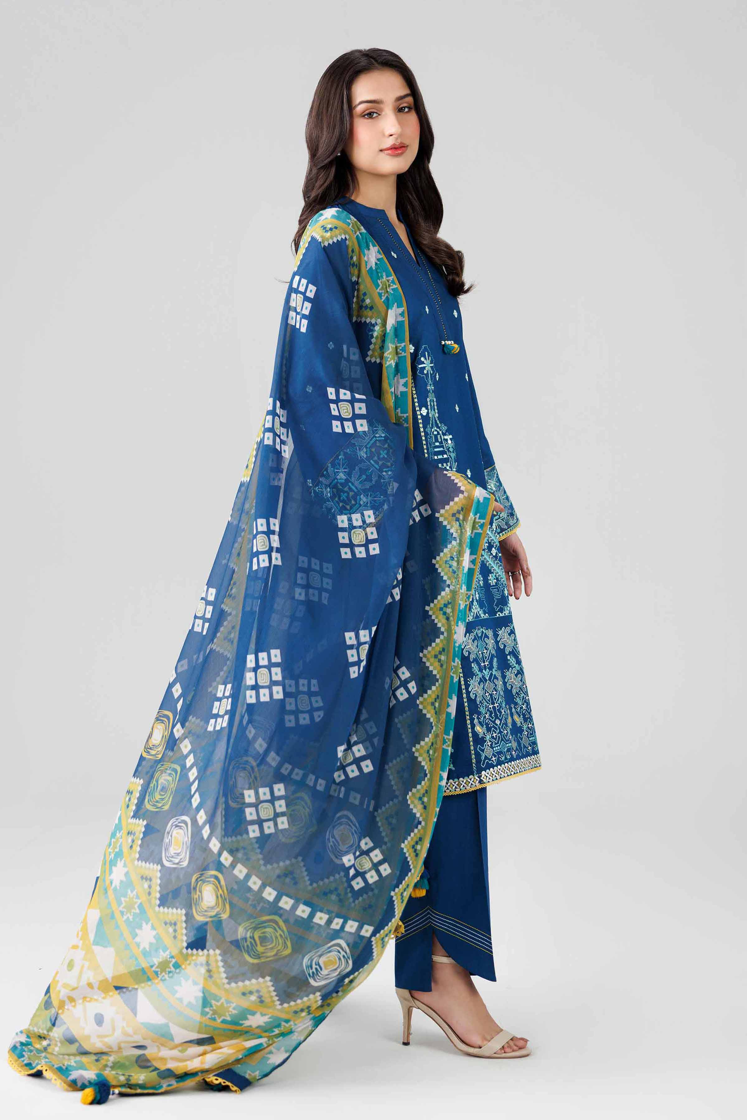 3 Piece - Digital Printed Embroidered Suit - 42601829