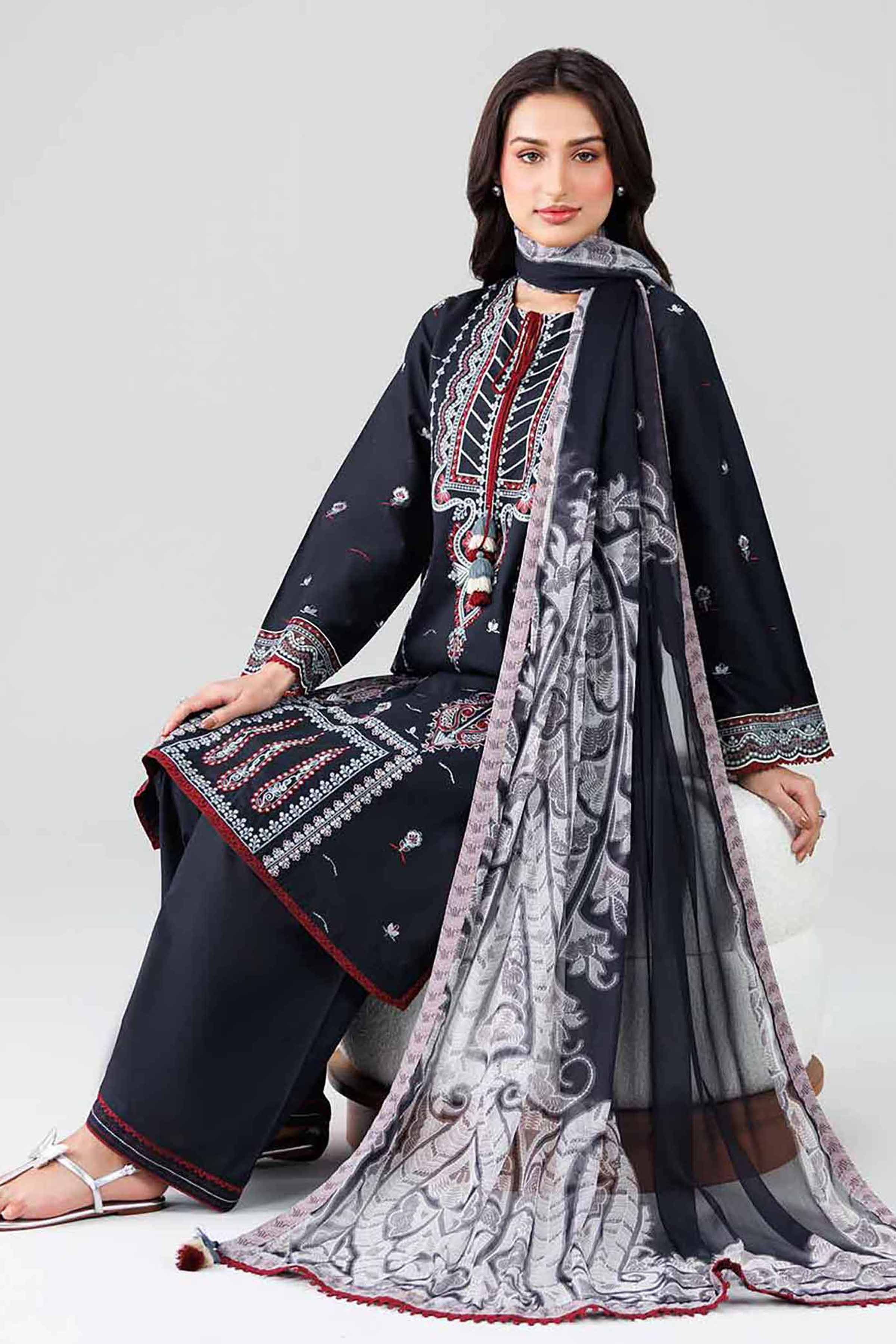 3 Piece - Digital Printed Embroidered Suit - 42601833