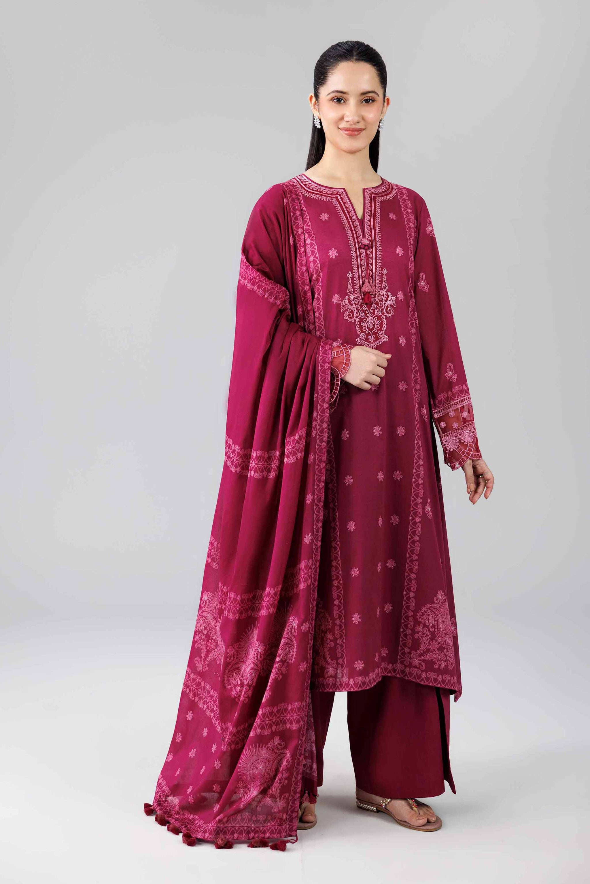 3 Piece - Digital Printed Embroidered Suit - 42601842