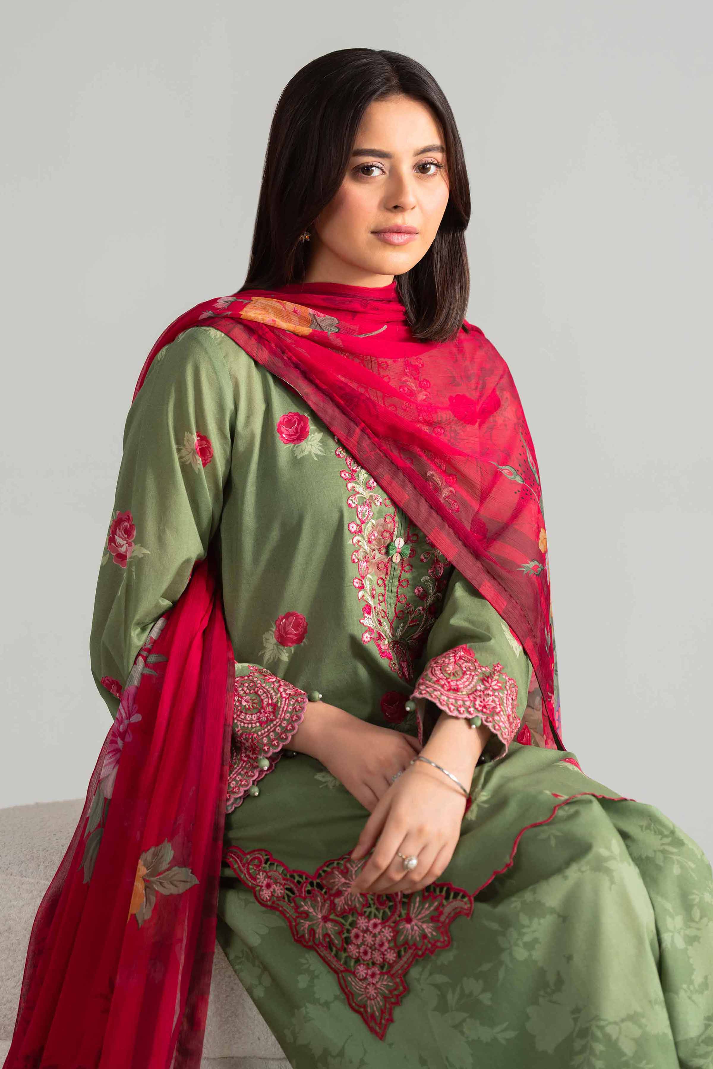 3 Piece - Digital Printed Embroidered Suit - 42601911