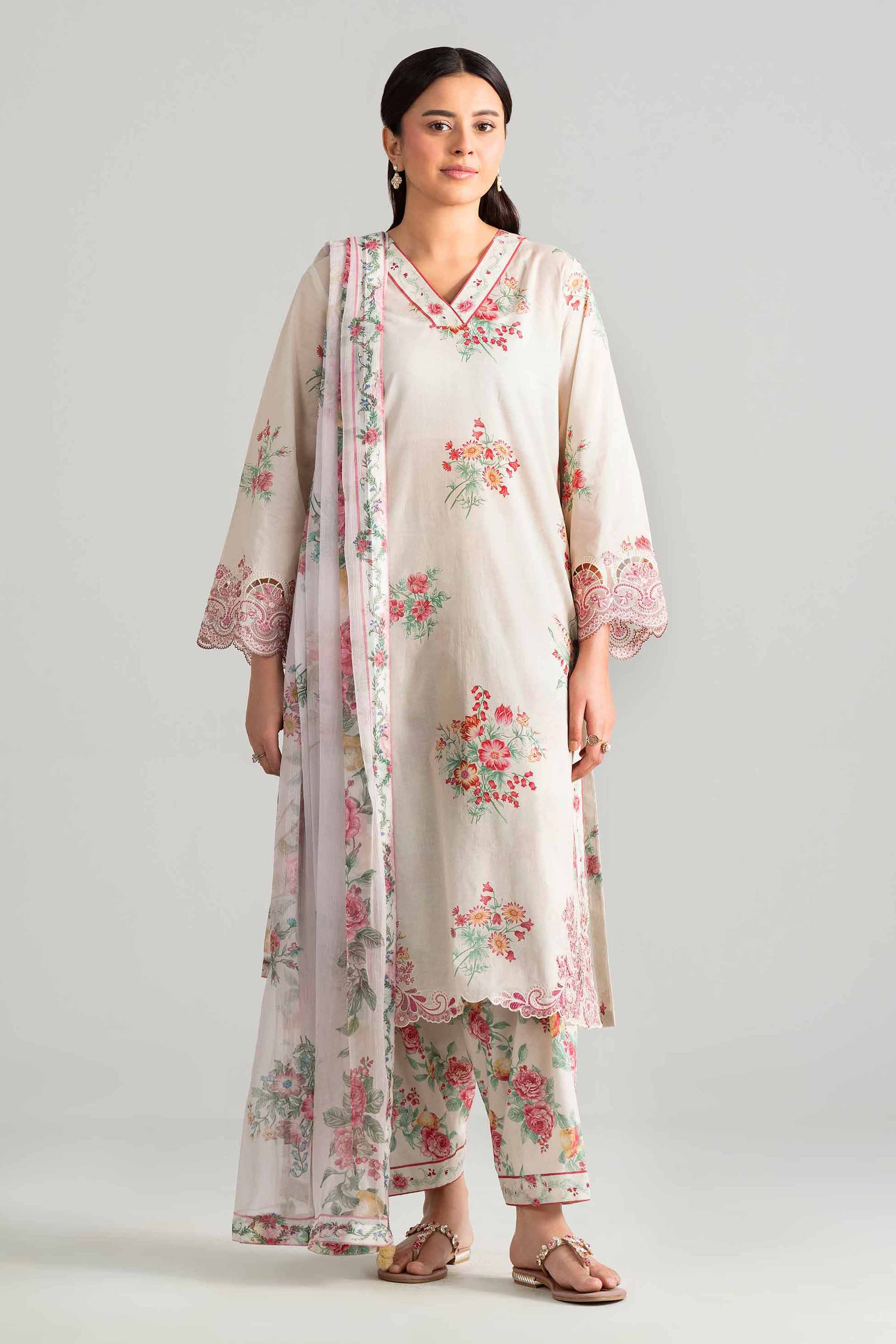 3 Piece - Digital Printed Embroidered Suit - 42601912