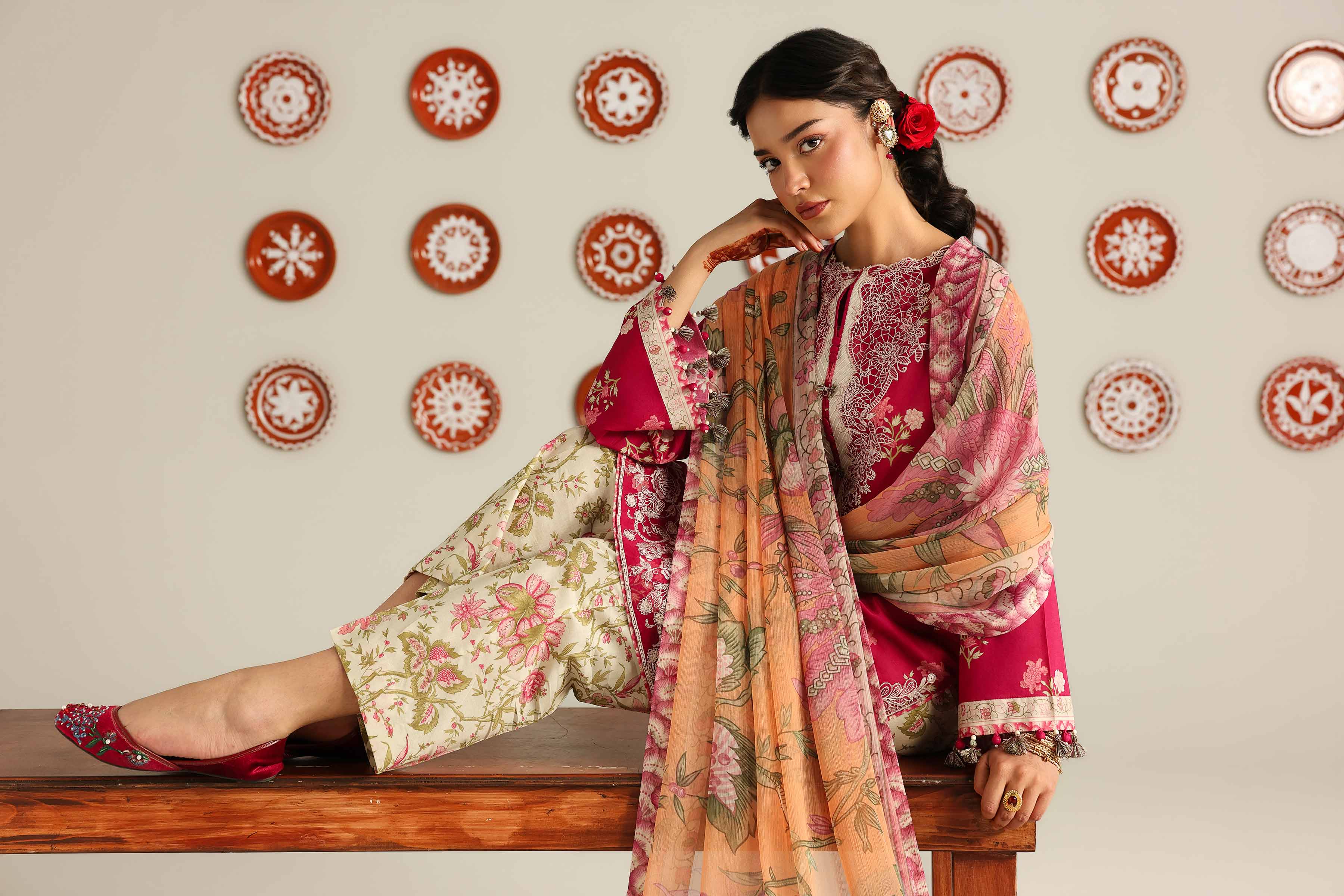 3 Piece - Digital Printed Embroidered Suit - 42601916