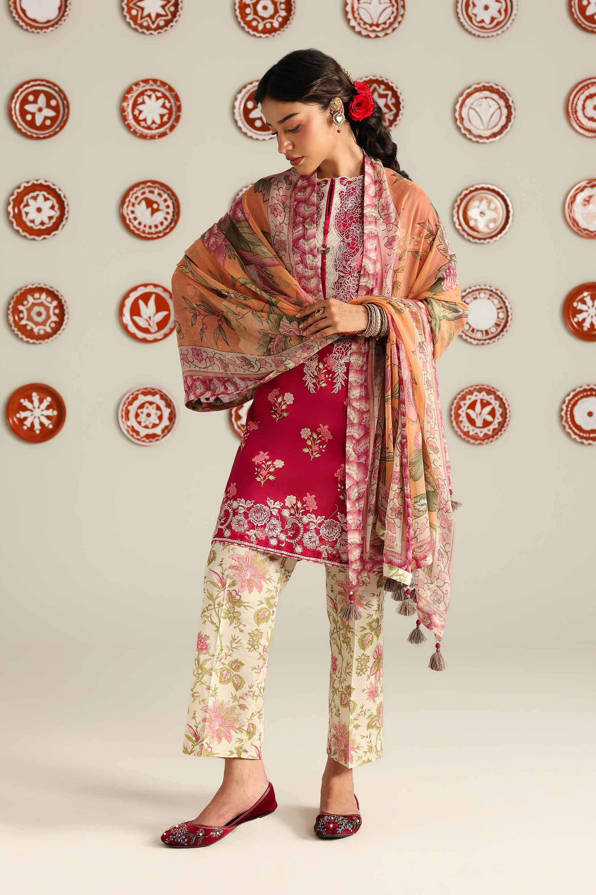 3 Piece - Digital Printed Embroidered Suit - 42601916