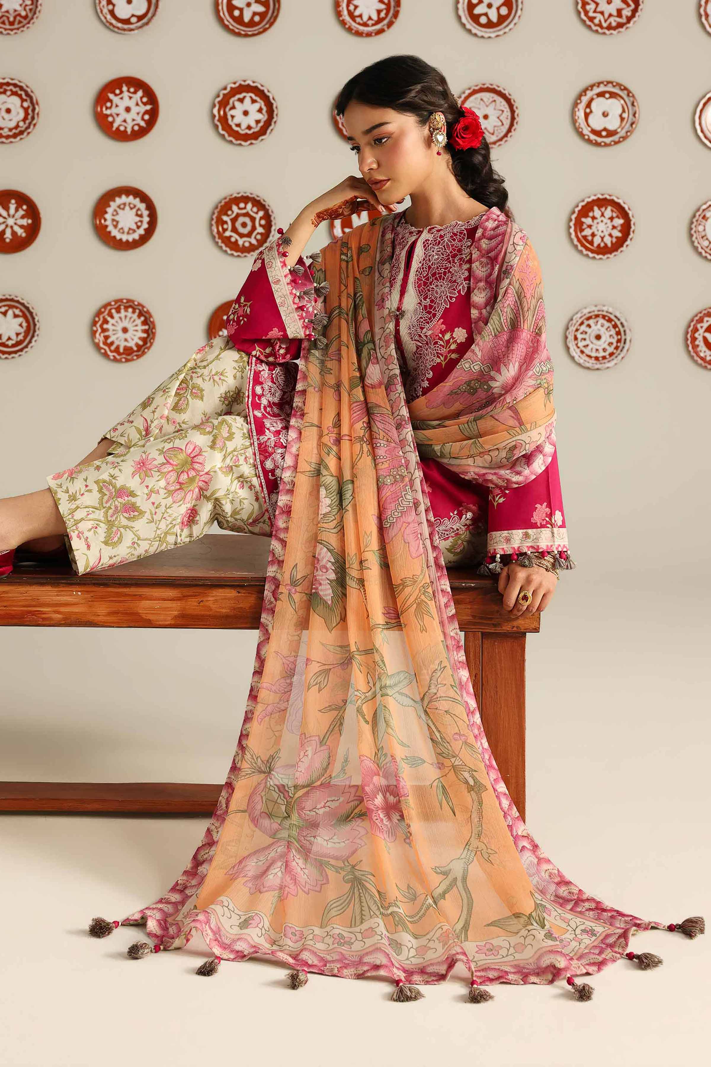 3 Piece - Digital Printed Embroidered Suit - 42601916