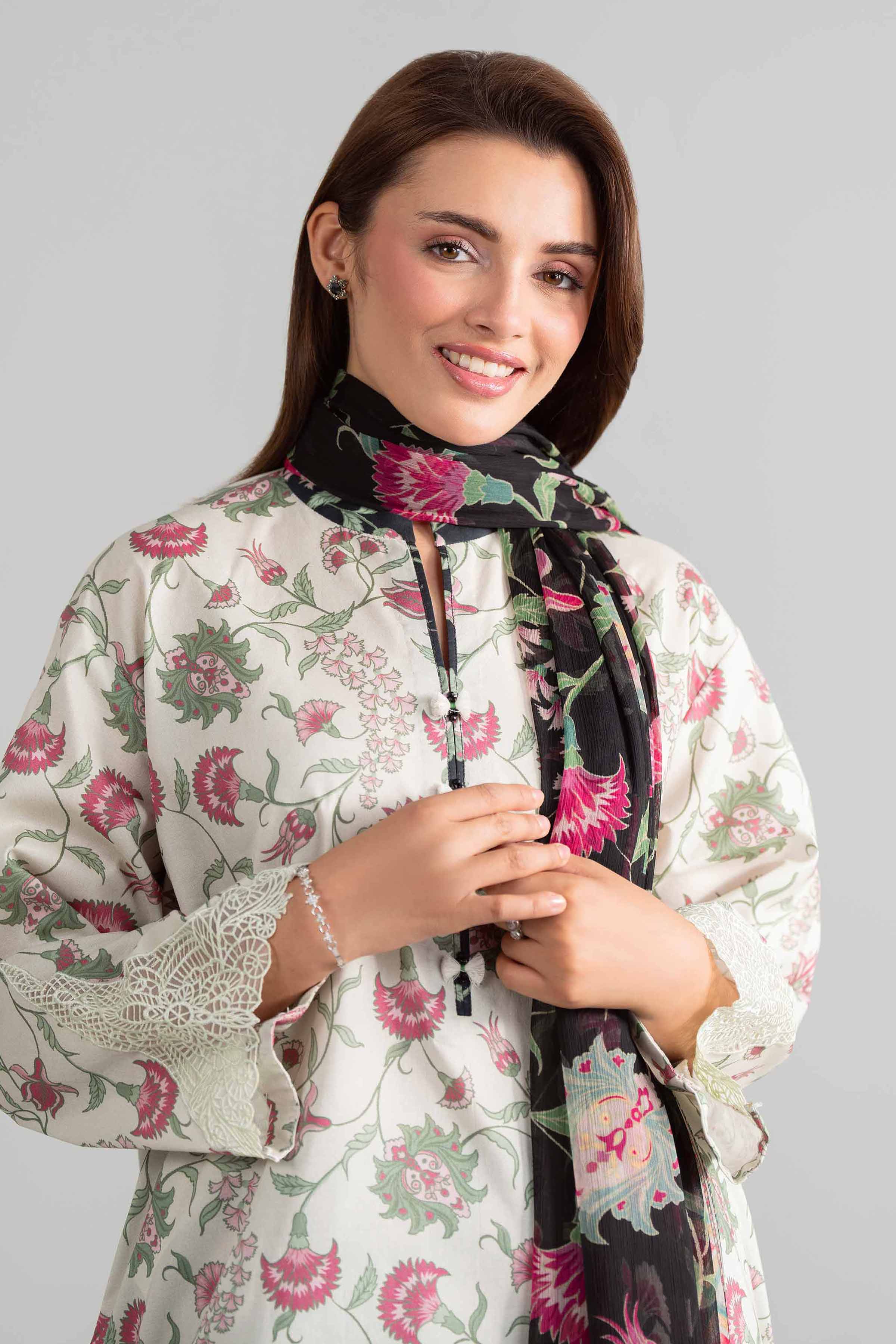 3 Piece - Digital Printed Embroidered Suit - 42601918