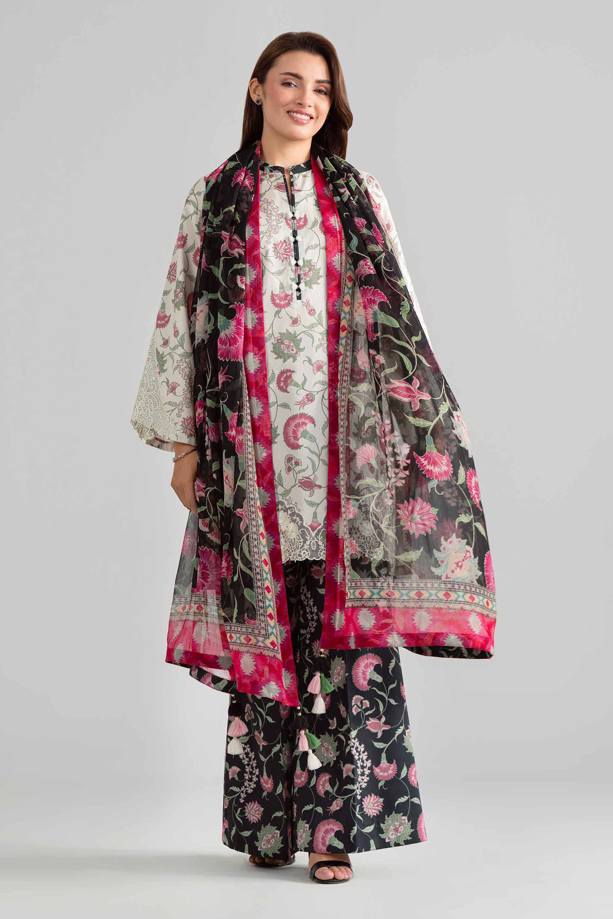 3 Piece - Digital Printed Embroidered Suit - 42601918