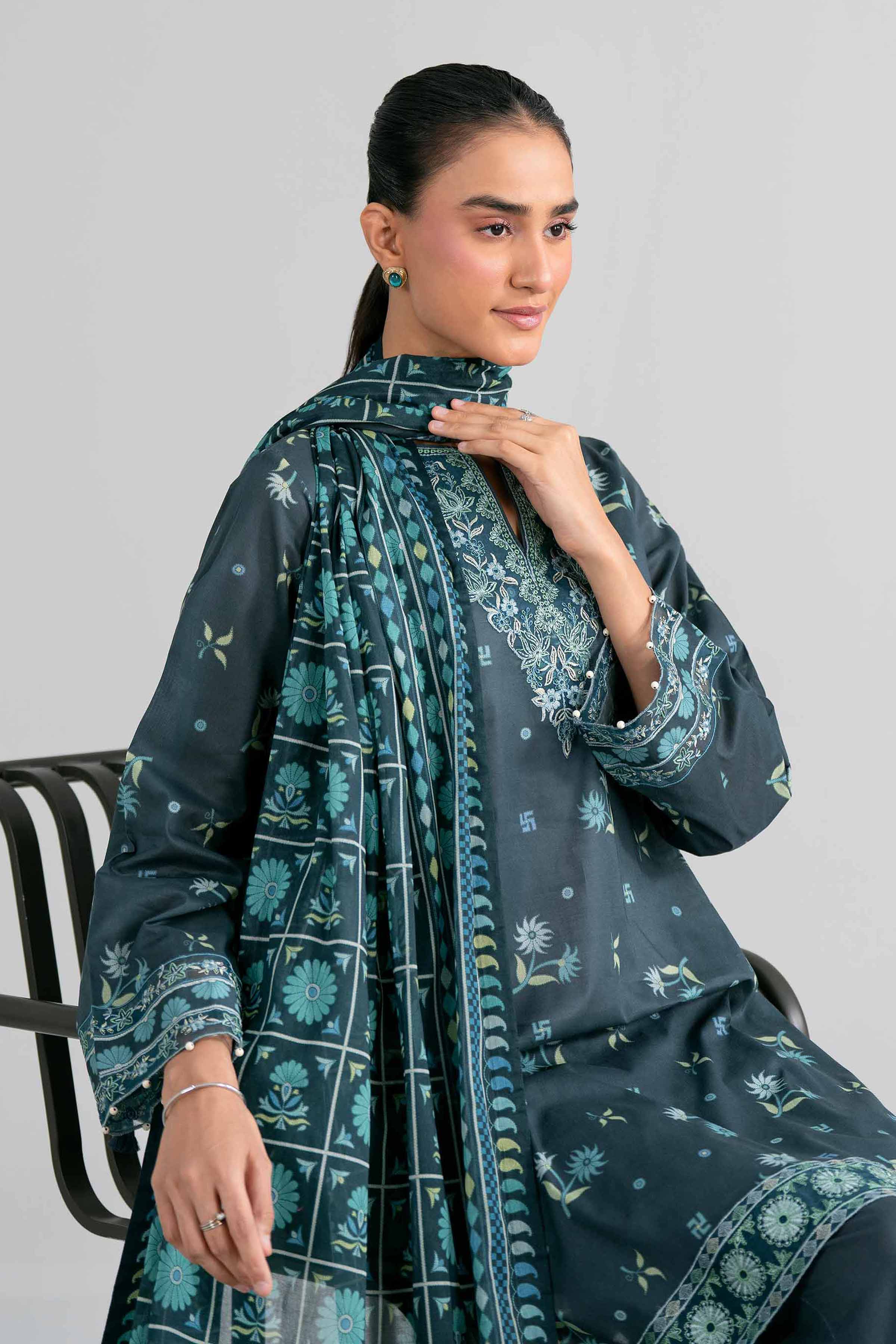 3 Piece - Printed Embroidered Suit - 42602017 for Women - Unstitched Collection | Nishat | Shop Online
