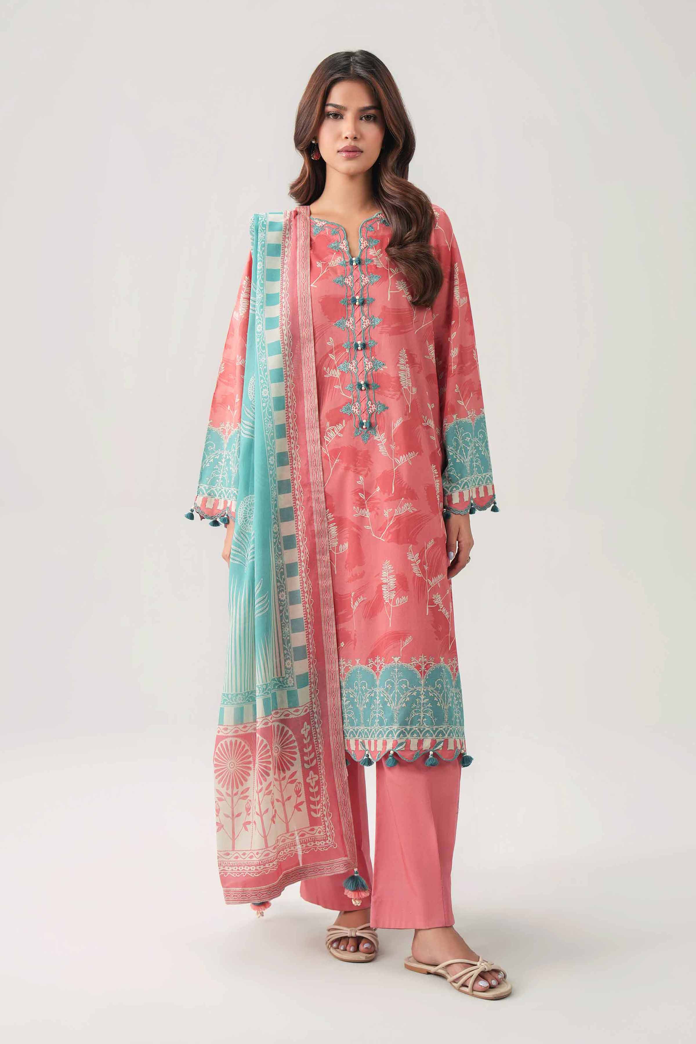 3 Piece - Digital Printed Embroidered Suit - 42602094