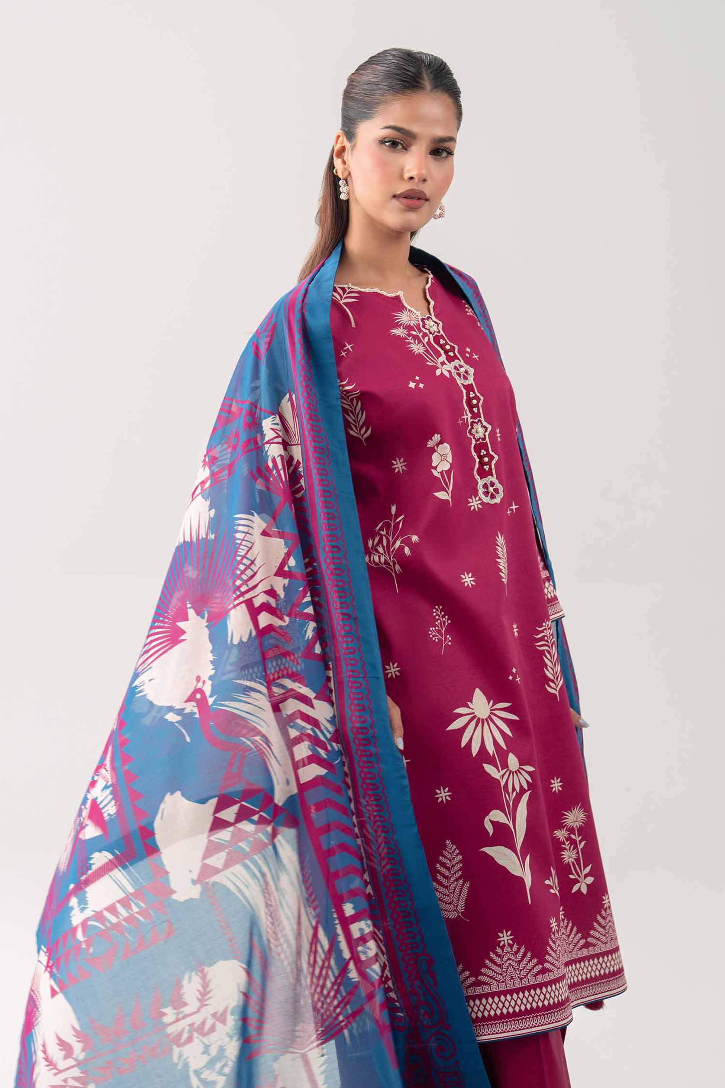 3 Piece - Digital Printed Embroidered Suit - 42602095