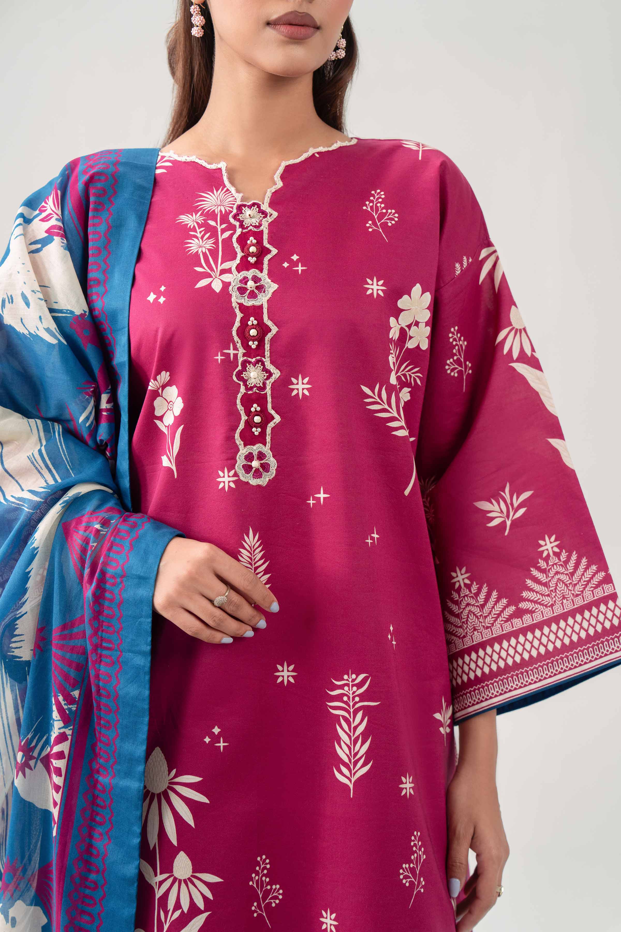 3 Piece - Digital Printed Embroidered Suit - 42602095