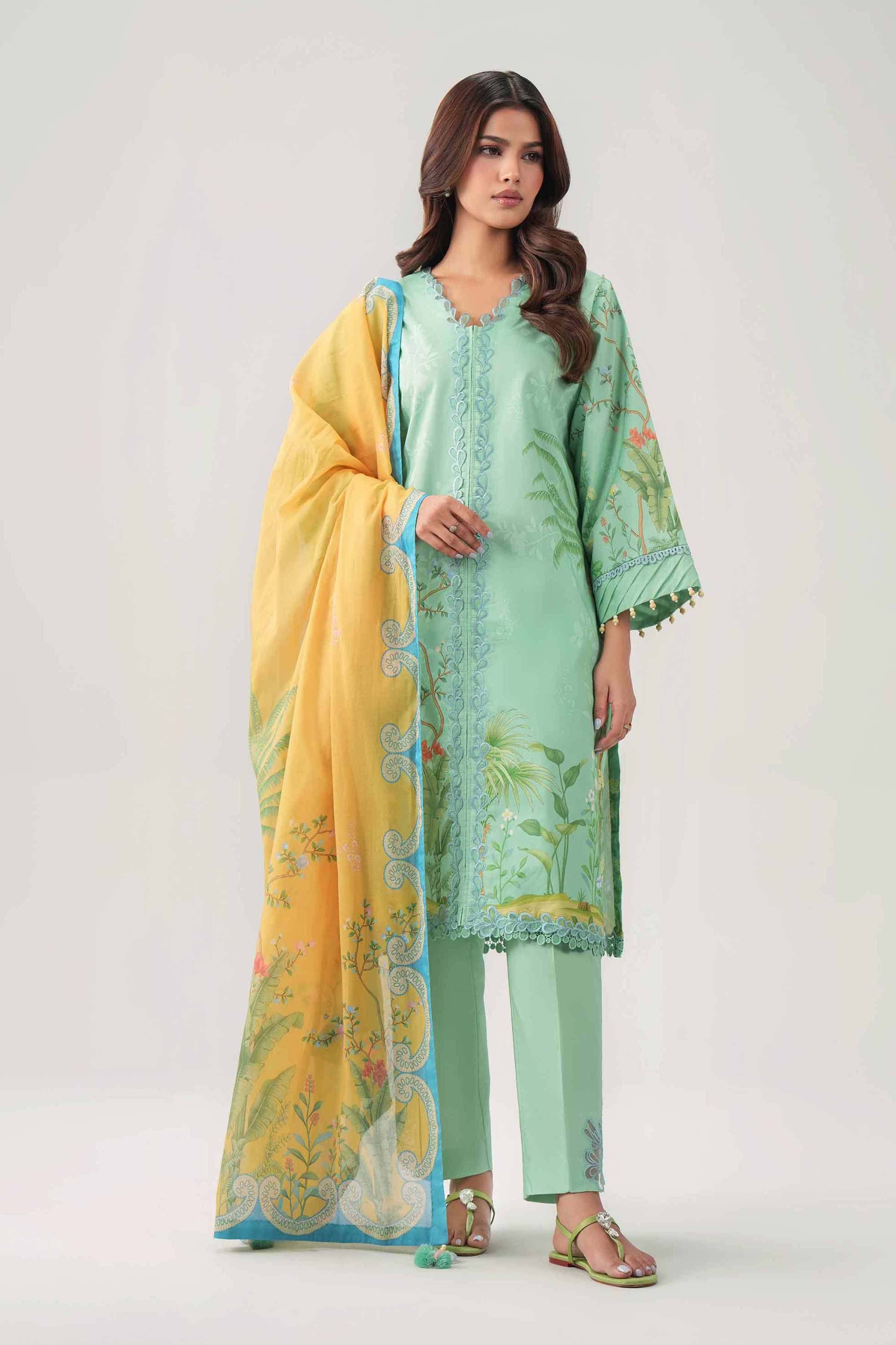 3 Piece - Digital Printed Embroidered Suit - 42602098