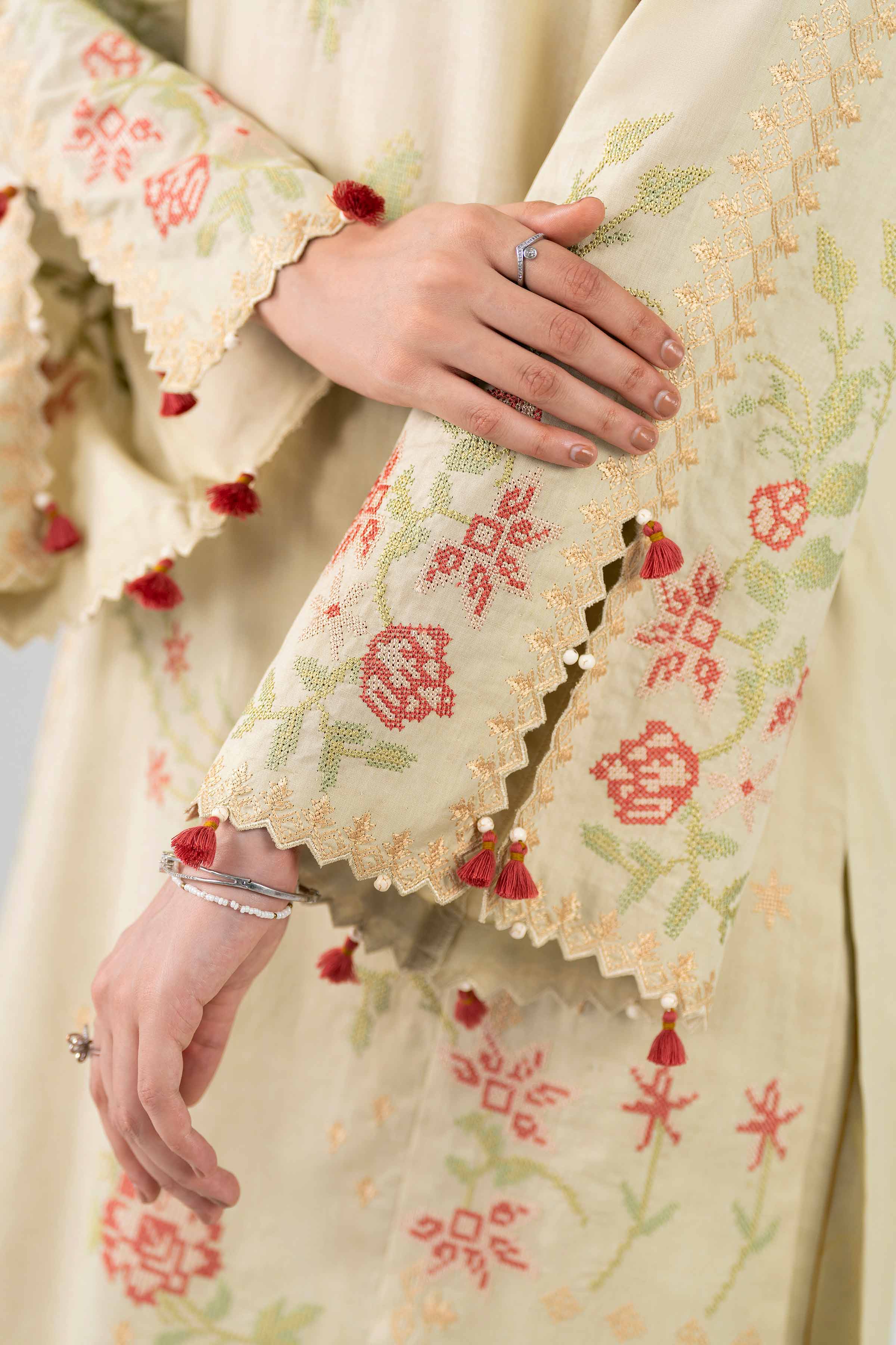 3 Piece - Printed Embroidered Suit - 42602147