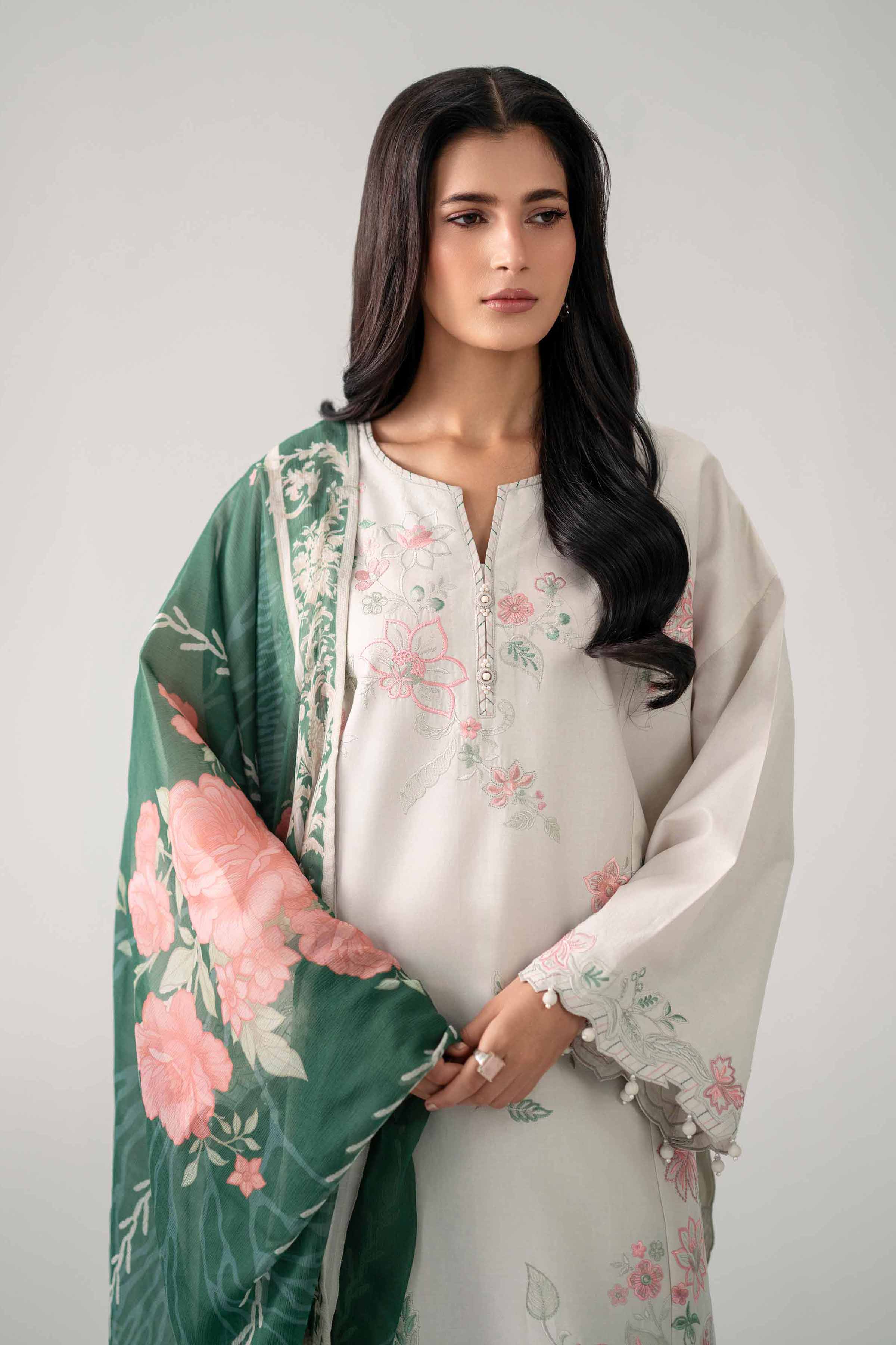 3 Piece - Digital Printed Embroidered Suit - 42602154