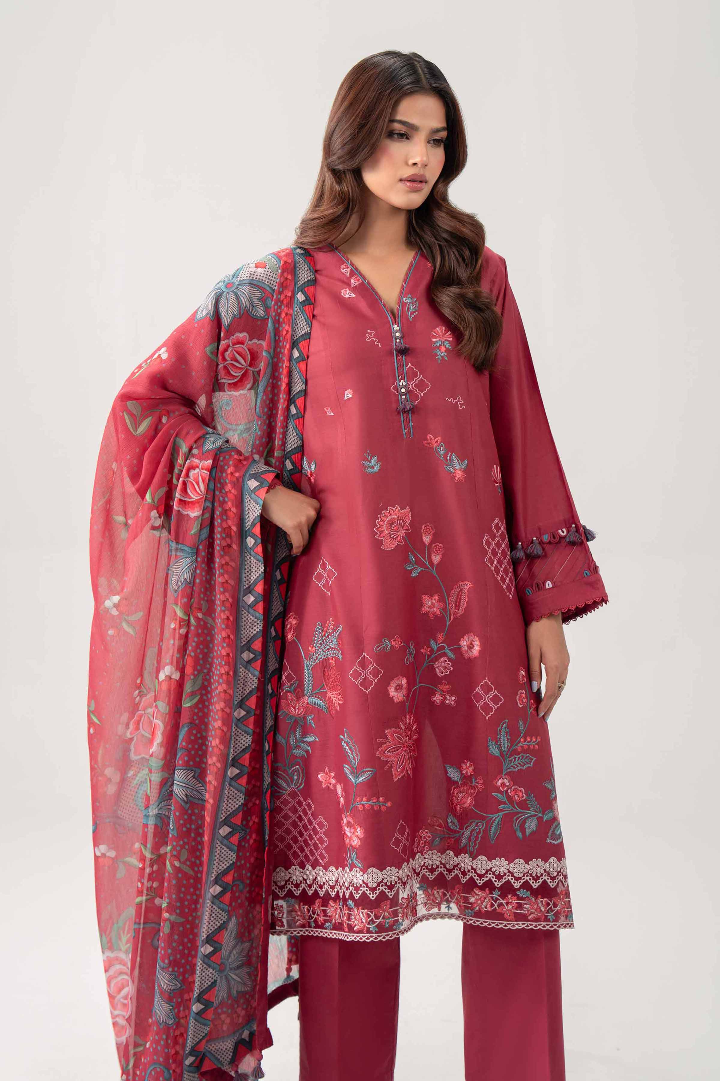 3 Piece - Digital Printed Embroidered Suit - 42602160