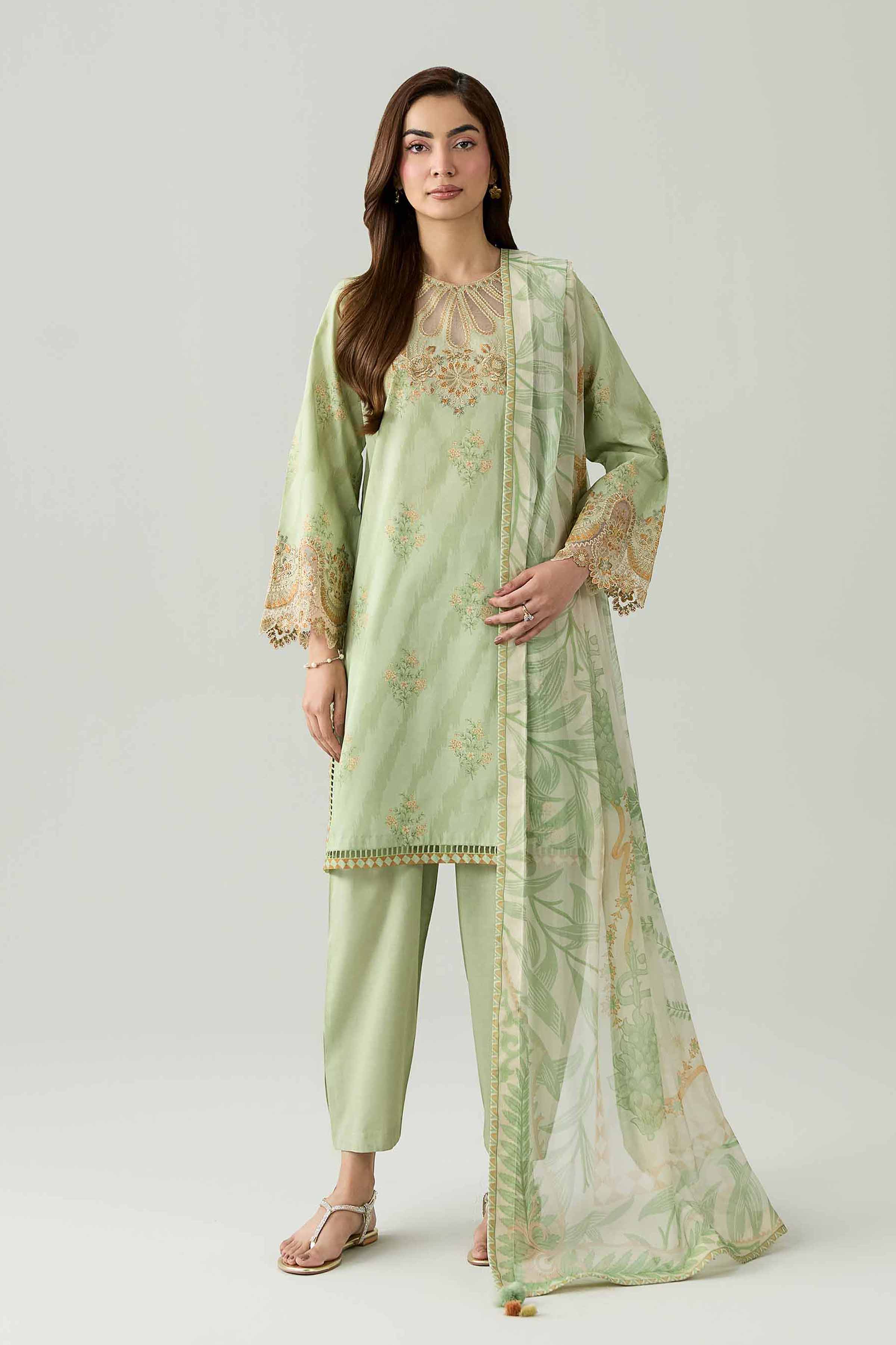 3 Piece - Digital Printed Embroidered Suit - 42602164