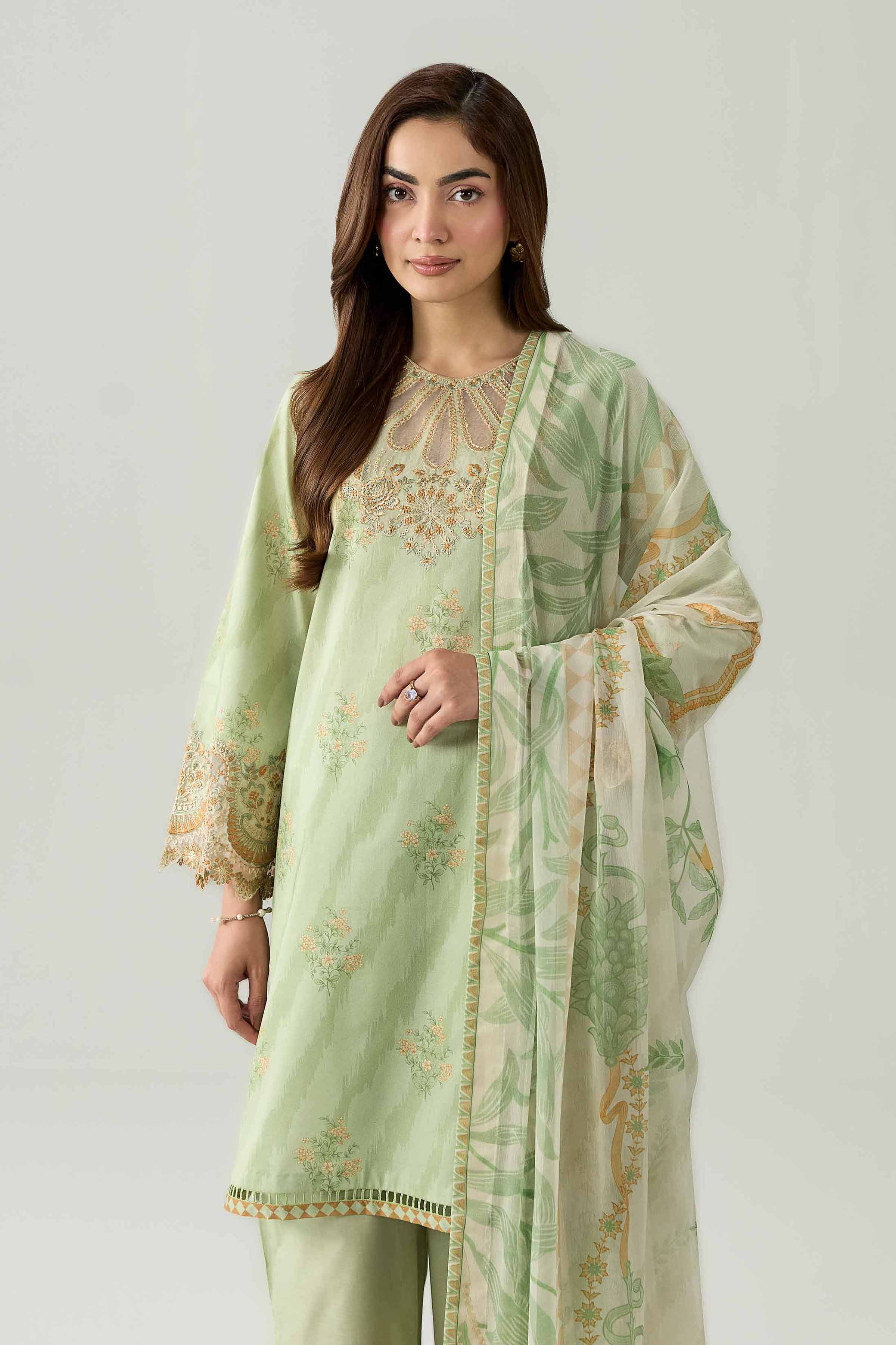 3 Piece - Digital Printed Embroidered Suit - 42602164