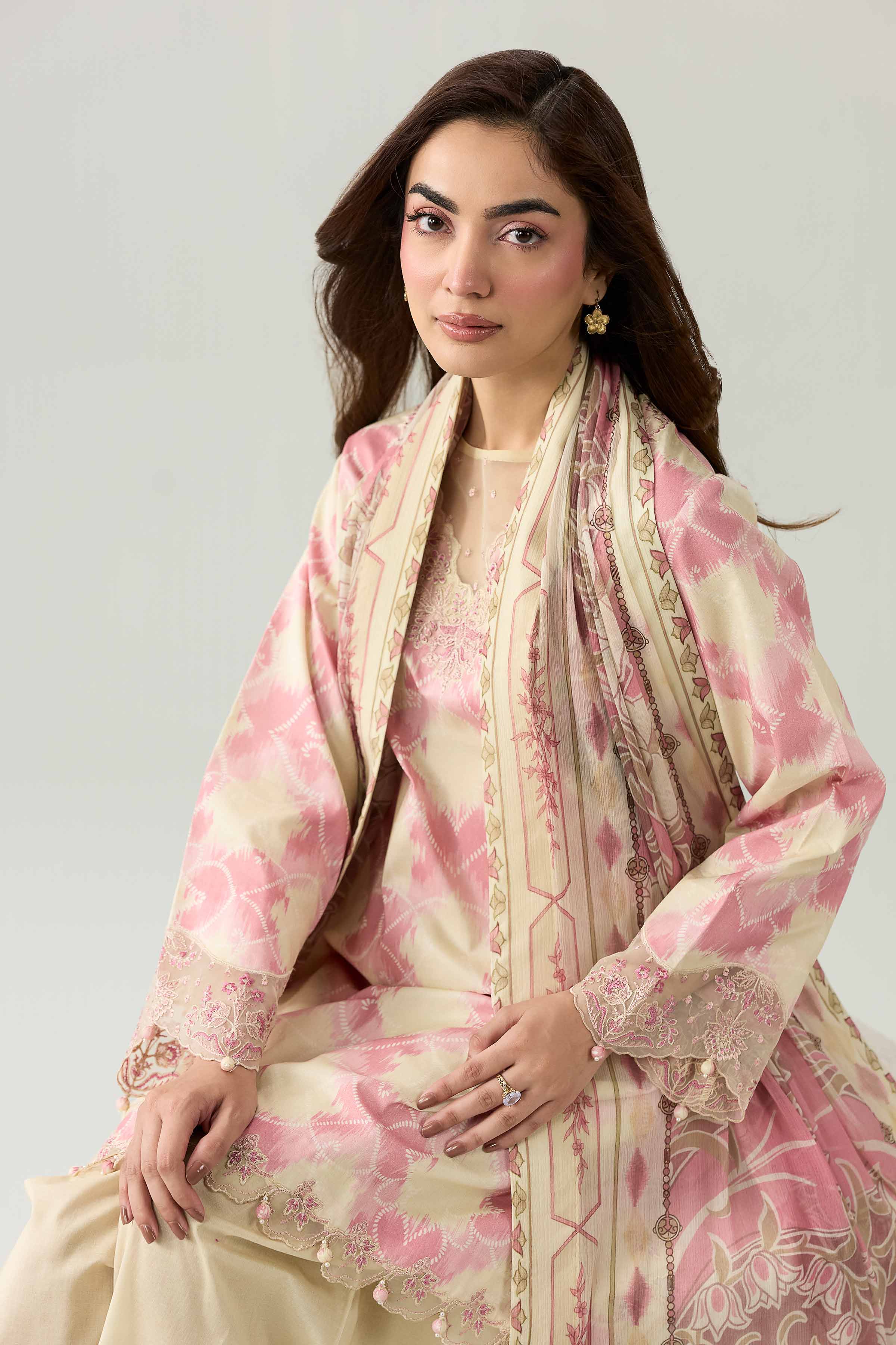 3 Piece - Digital Printed Embroidered Suit - 42602165