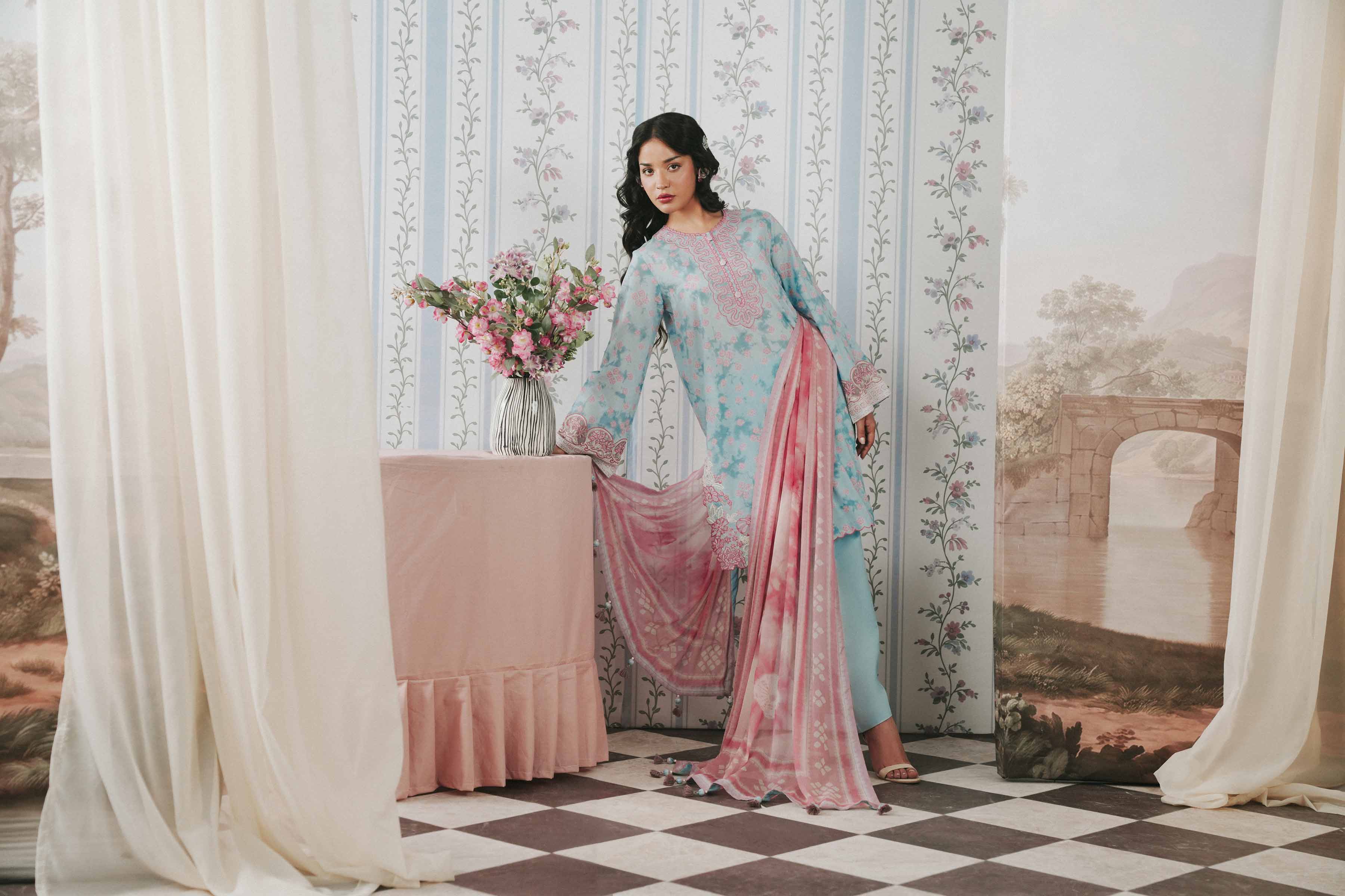 3 Piece - Digital Printed Embroidered Suit - 42602173