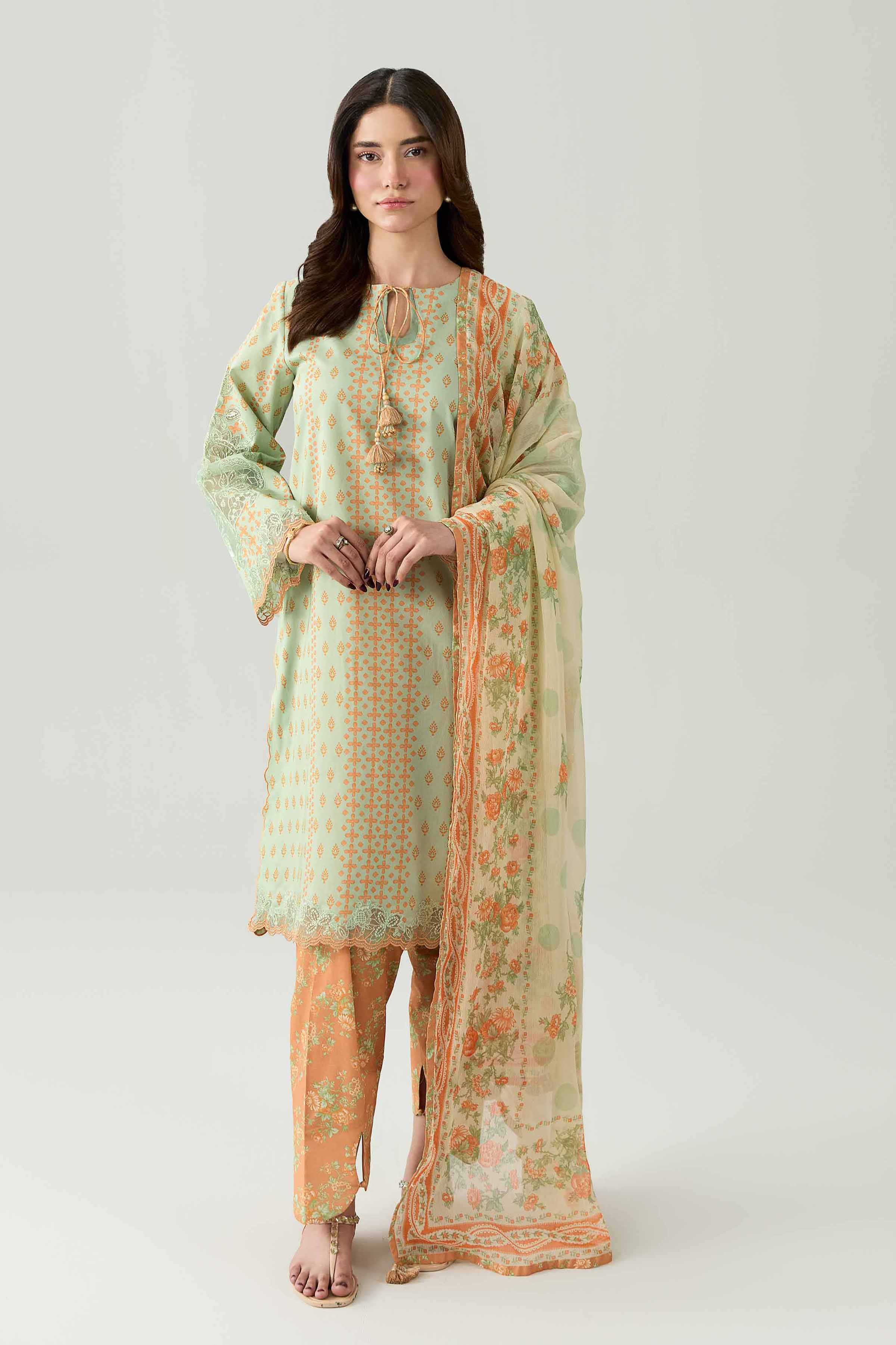 3 Piece - Digital Printed Embroidered Suit - 42602174
