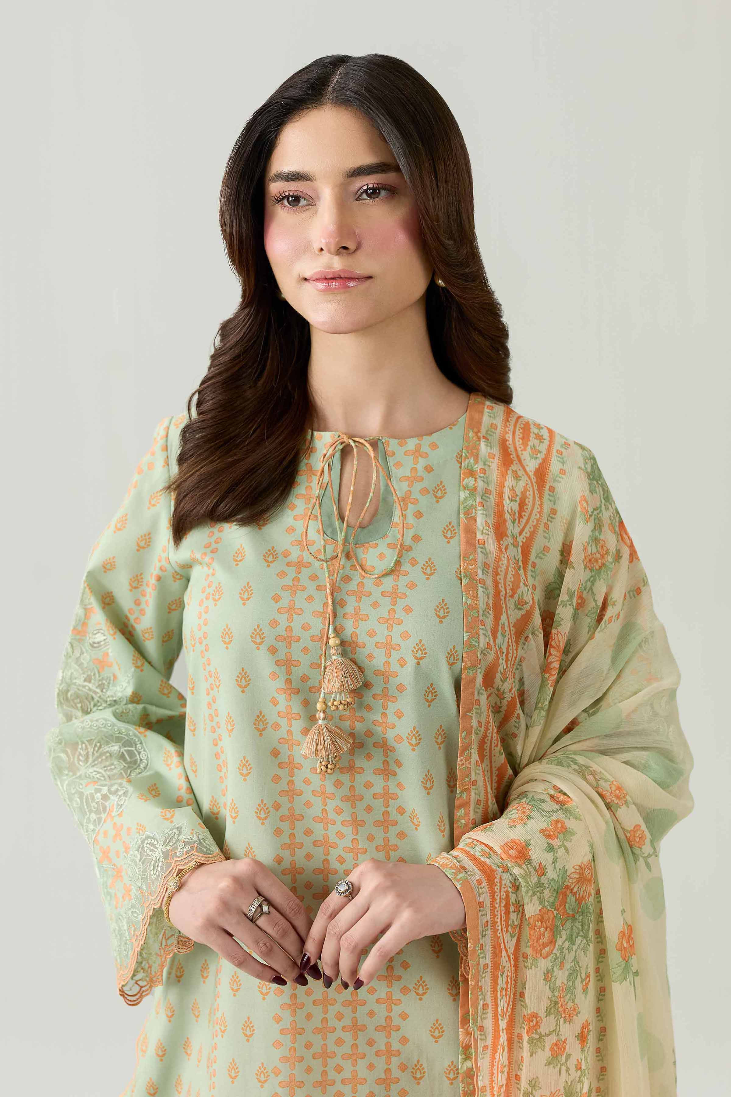 3 Piece - Digital Printed Embroidered Suit - 42602174