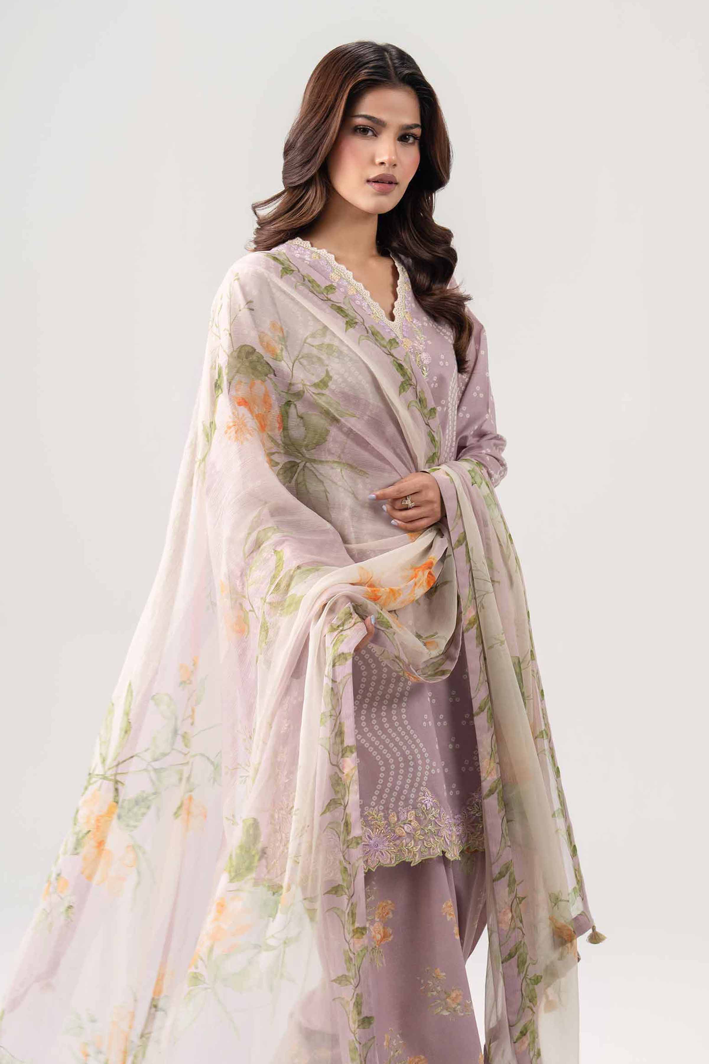 3 Piece - Digital Printed Embroidered Suit - 42602175
