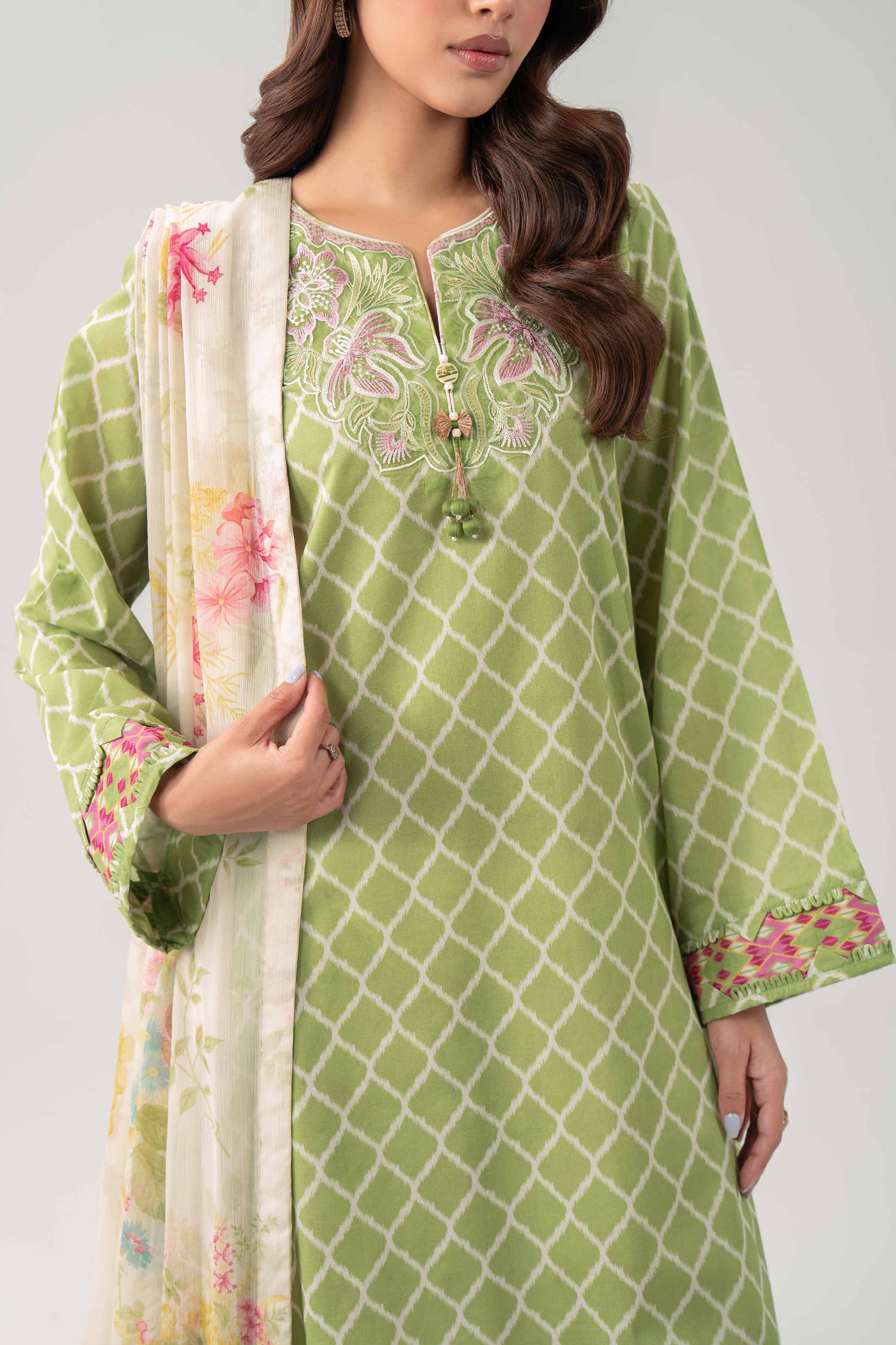 3 Piece - Digital Printed Embroidered Suit - 42602177