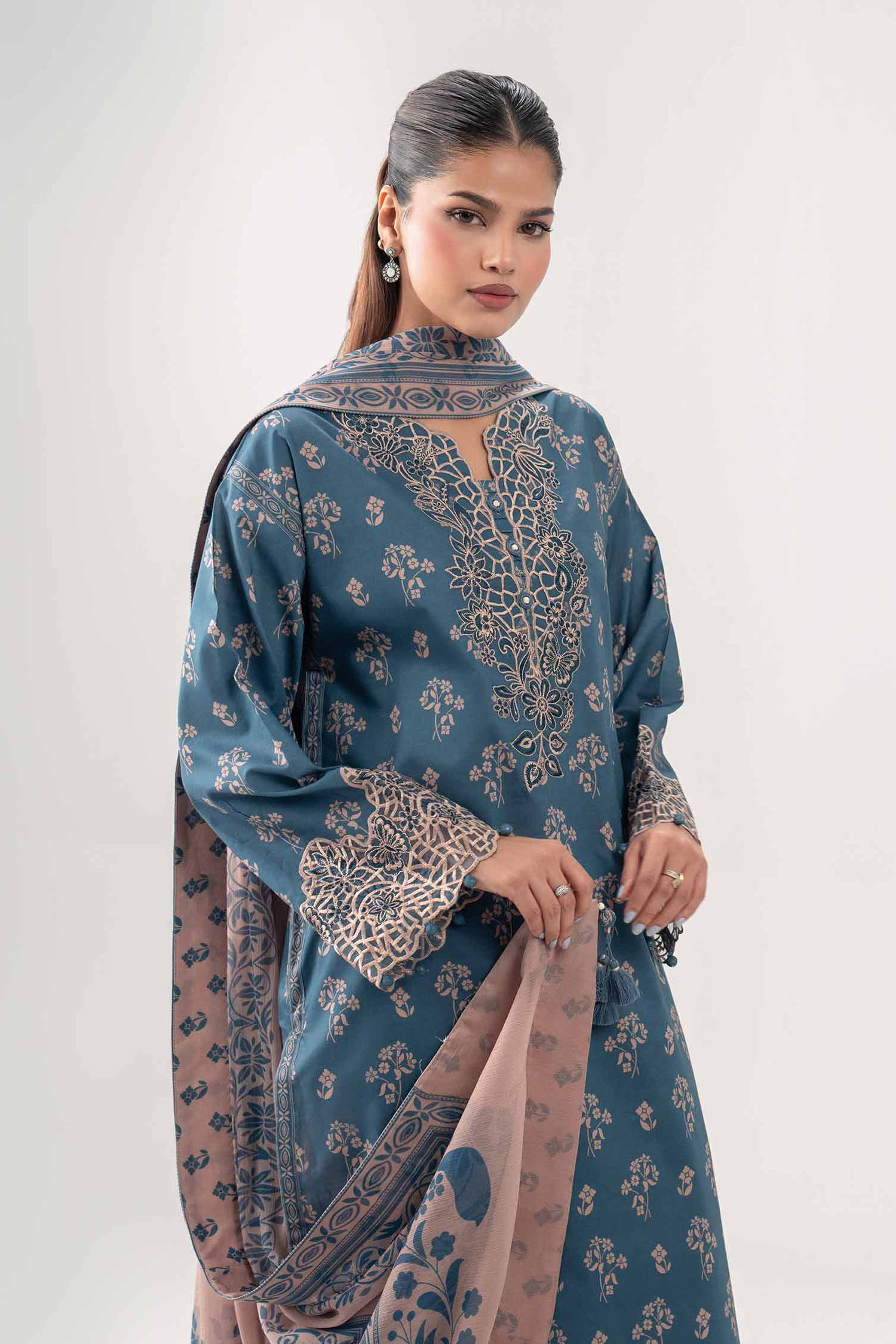 3 Piece - Digital Printed Embroidered Suit - 42602181