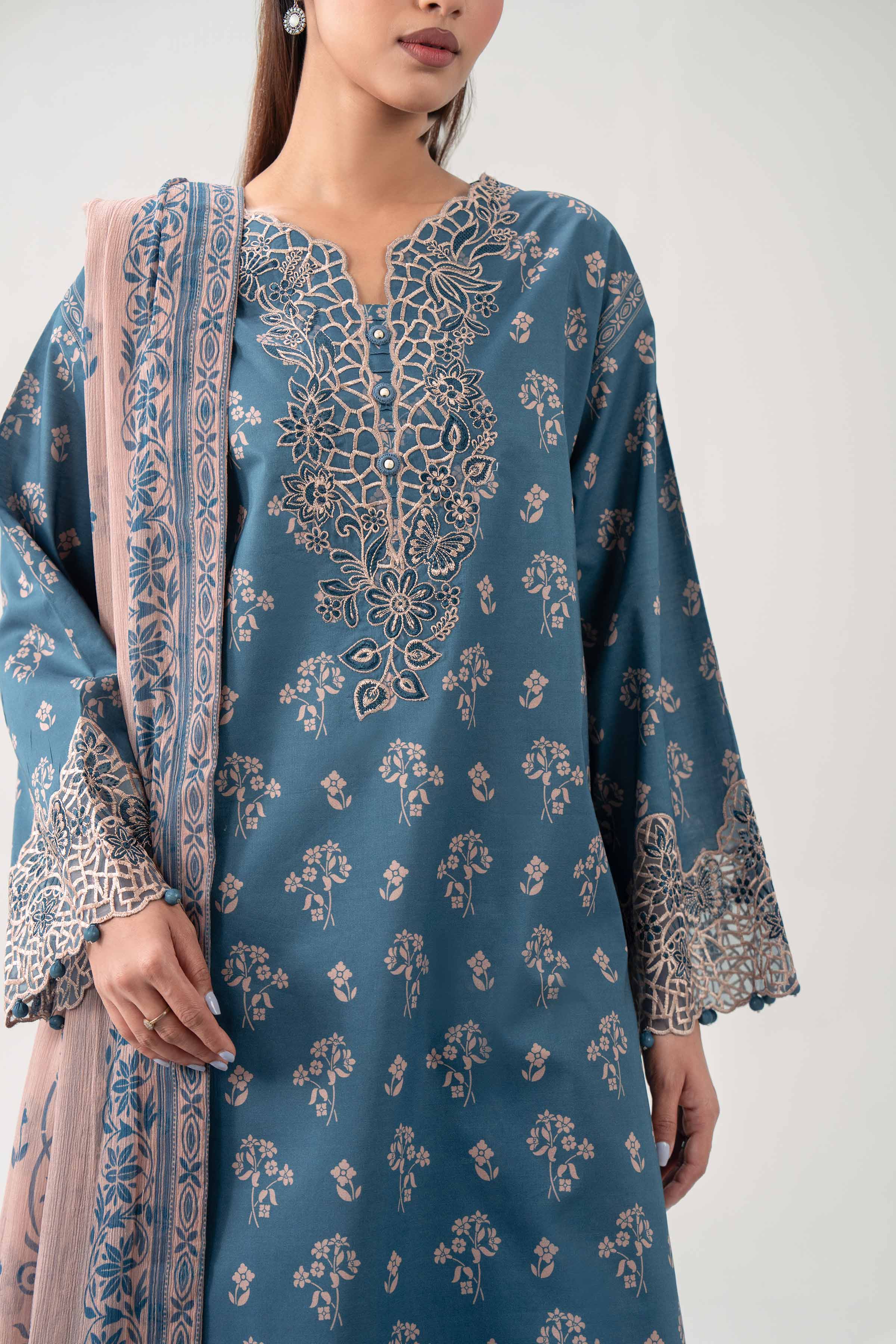 3 Piece - Digital Printed Embroidered Suit - 42602181