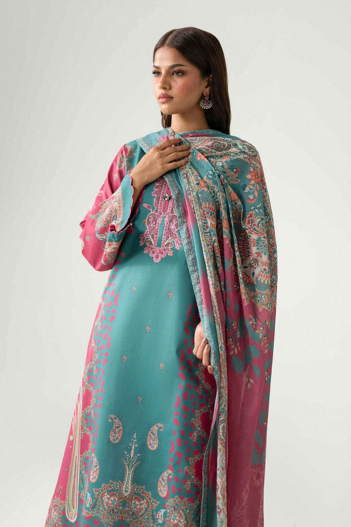 3 Piece - Digital Printed Embroidered Suit - 42602227 for Women - Unstitched Collection | Nishat | Shop Online