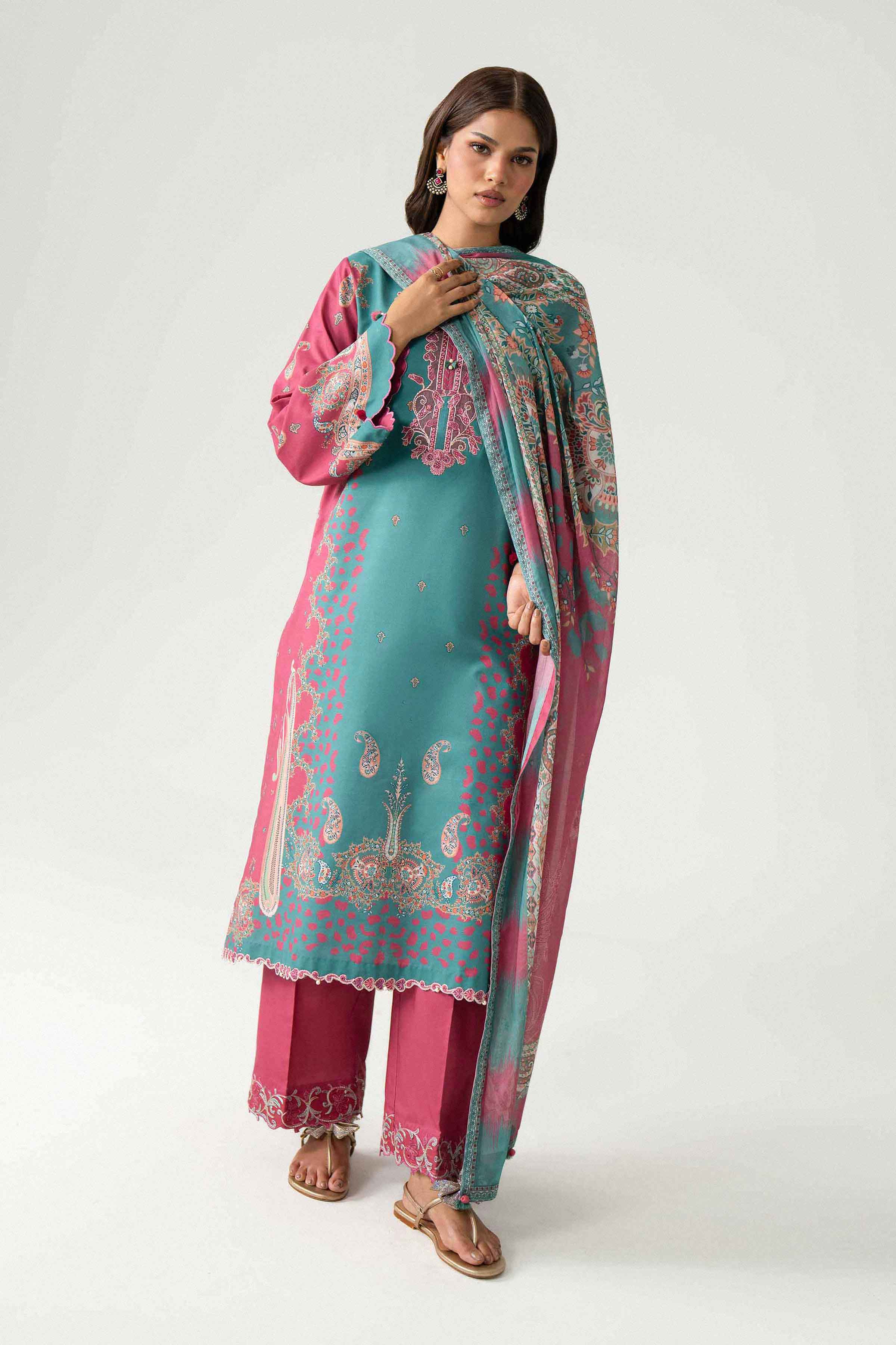 3 Piece - Digital Printed Embroidered Suit - 42602227 for Women - Unstitched Collection | Nishat | Shop Online
