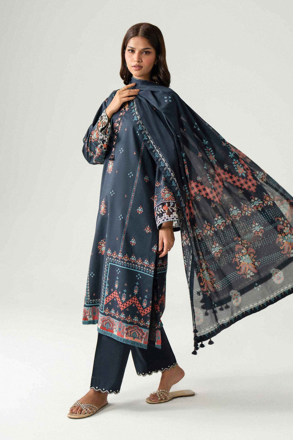 3 Piece - Digital Printed Embroidered Suit - 42602228 for Women - Unstitched Collection | Nishat | Shop Online