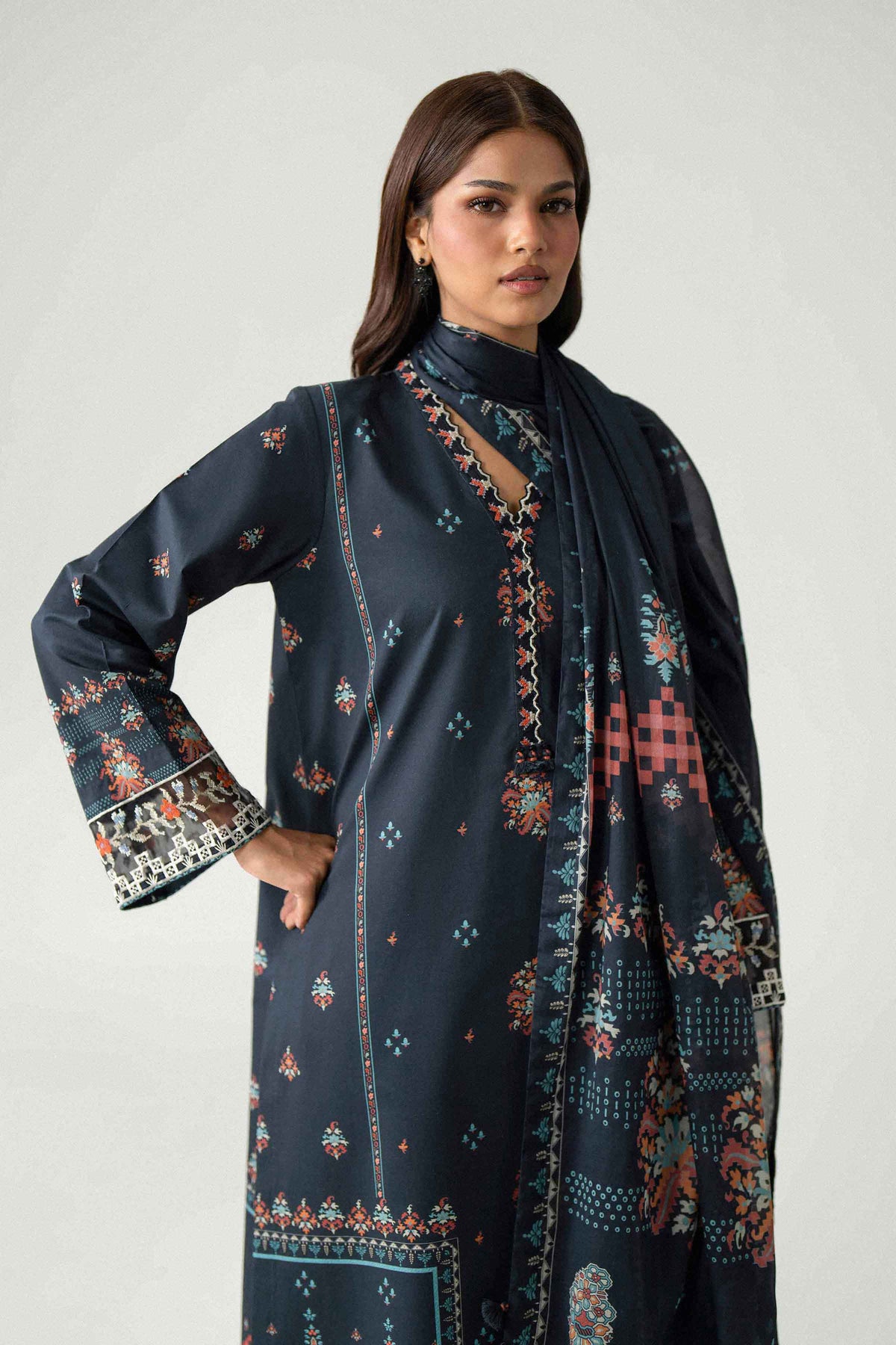 3 Piece - Digital Printed Embroidered Suit - 42602228 for Women - Unstitched Collection | Nishat | Shop Online