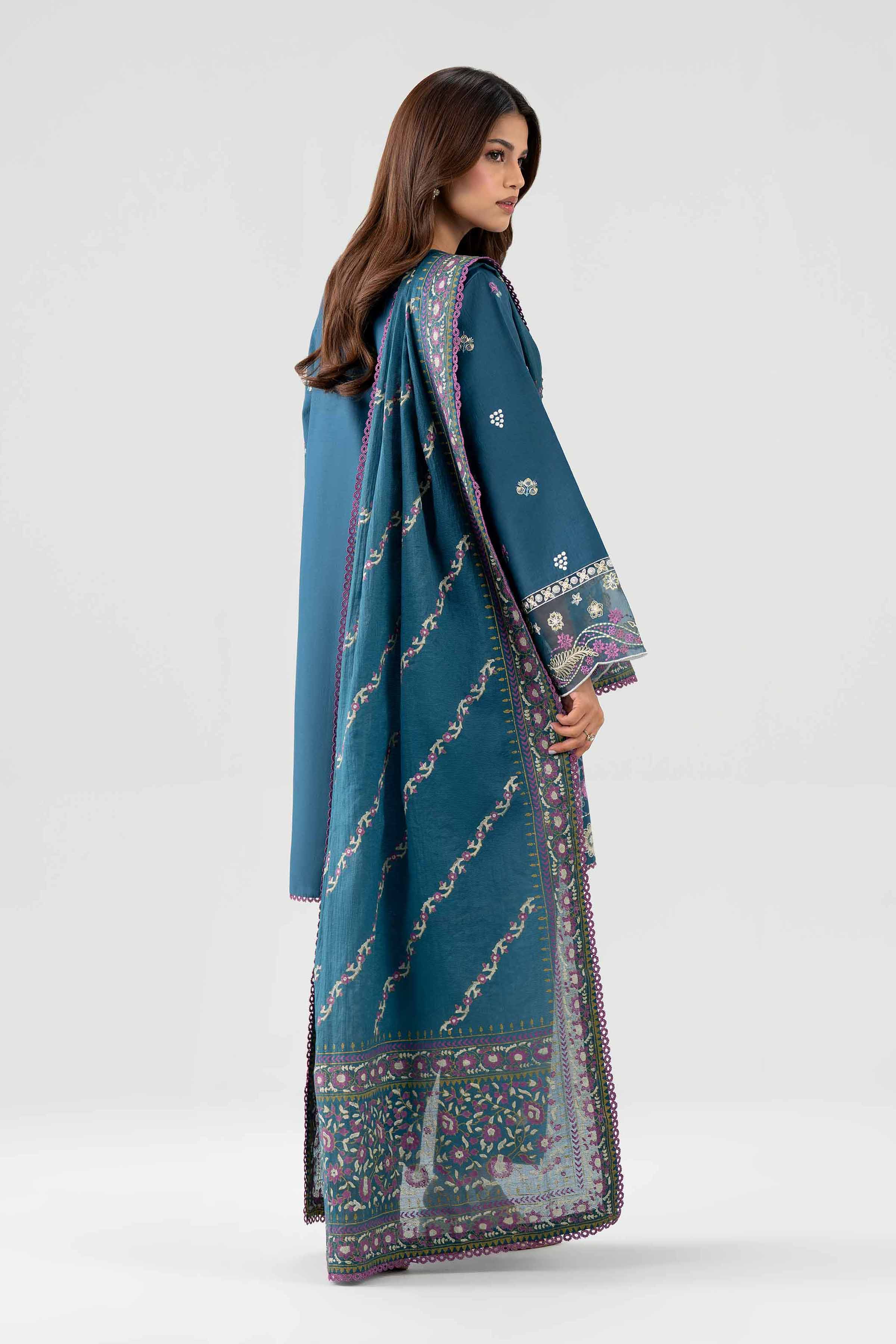 3 Piece - Printed Embroidered Suit - 42602244