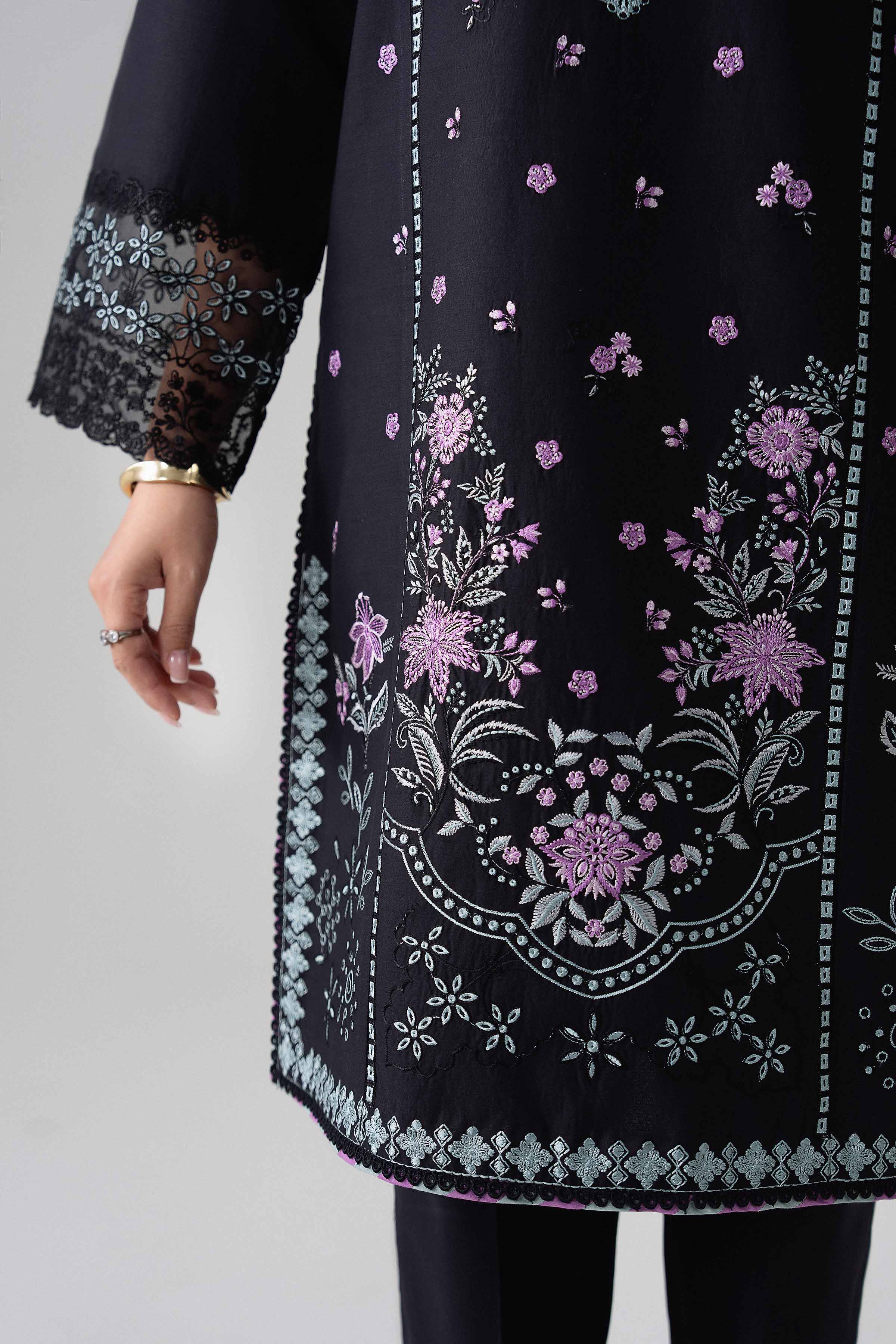 3 Piece - Printed Embroidered Suit - 42602245