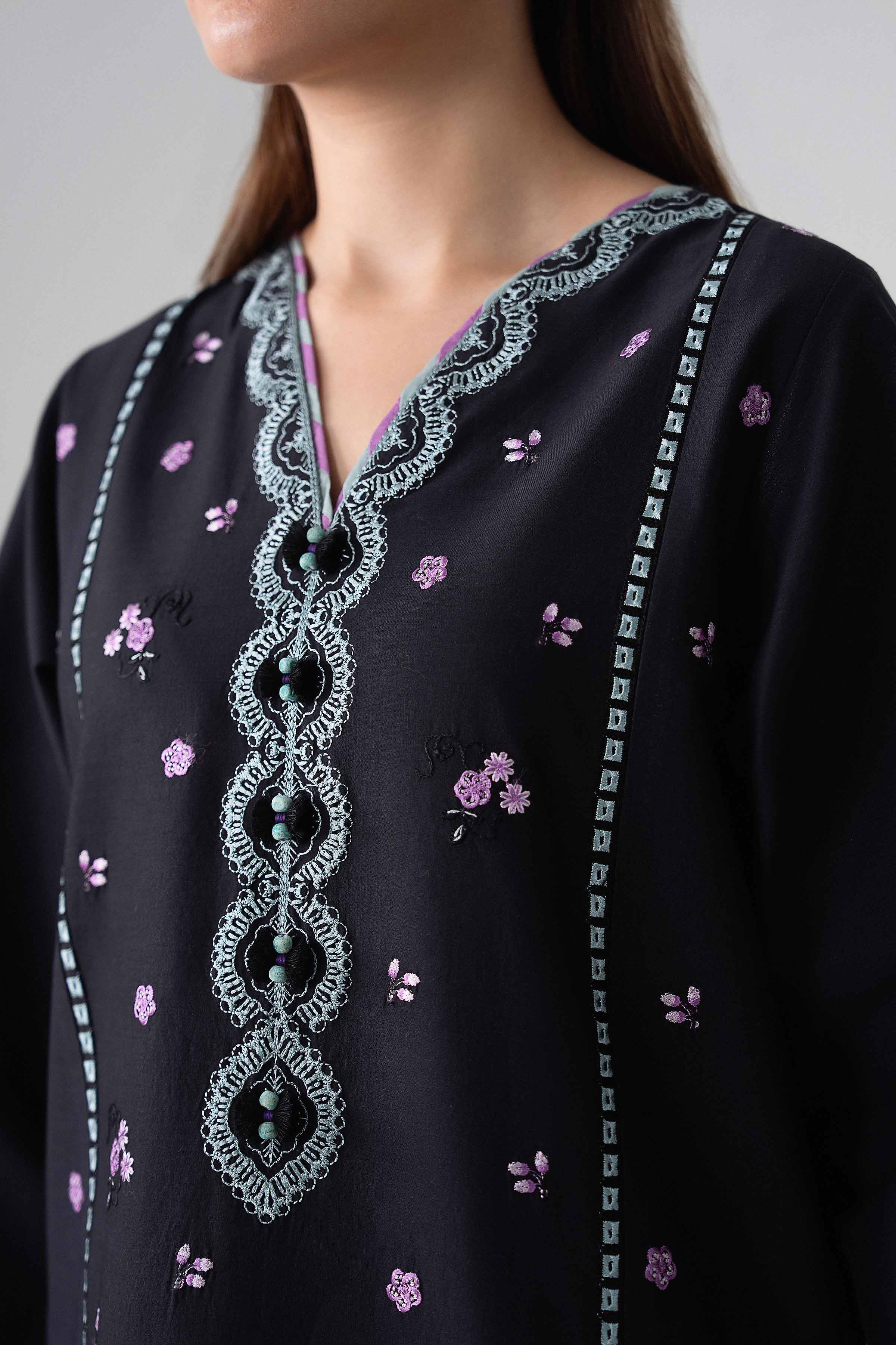 3 Piece - Printed Embroidered Suit - 42602245