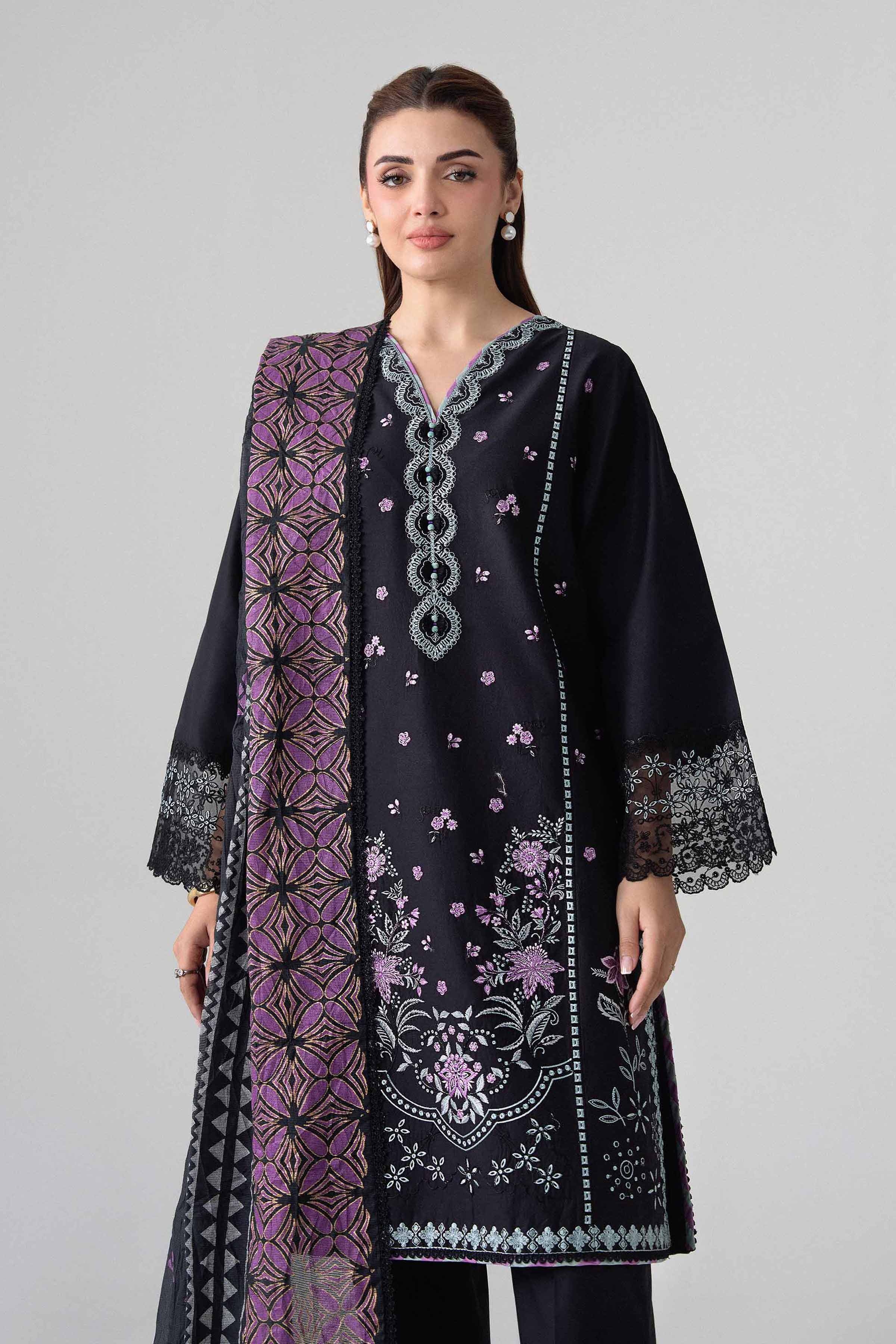 3 Piece - Printed Embroidered Suit - 42602245