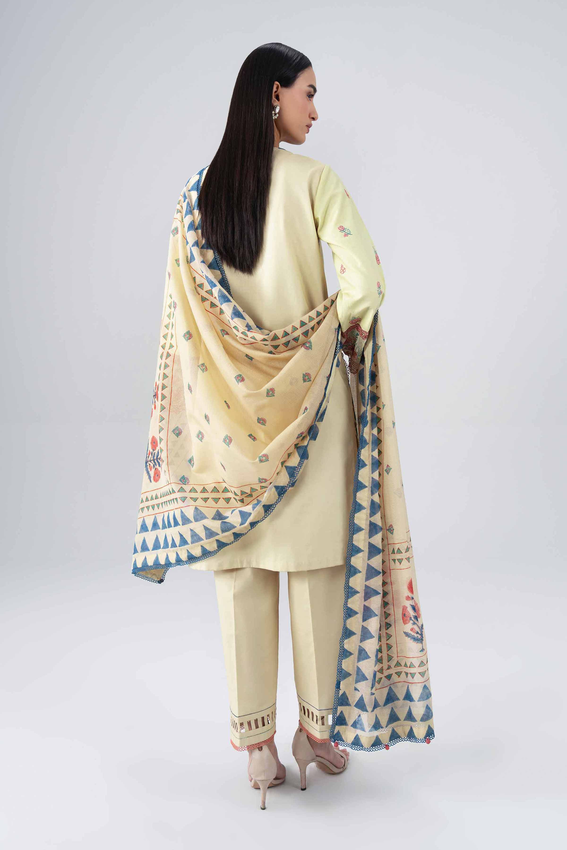 3 Piece - Printed Embroidered Suit - 42602246