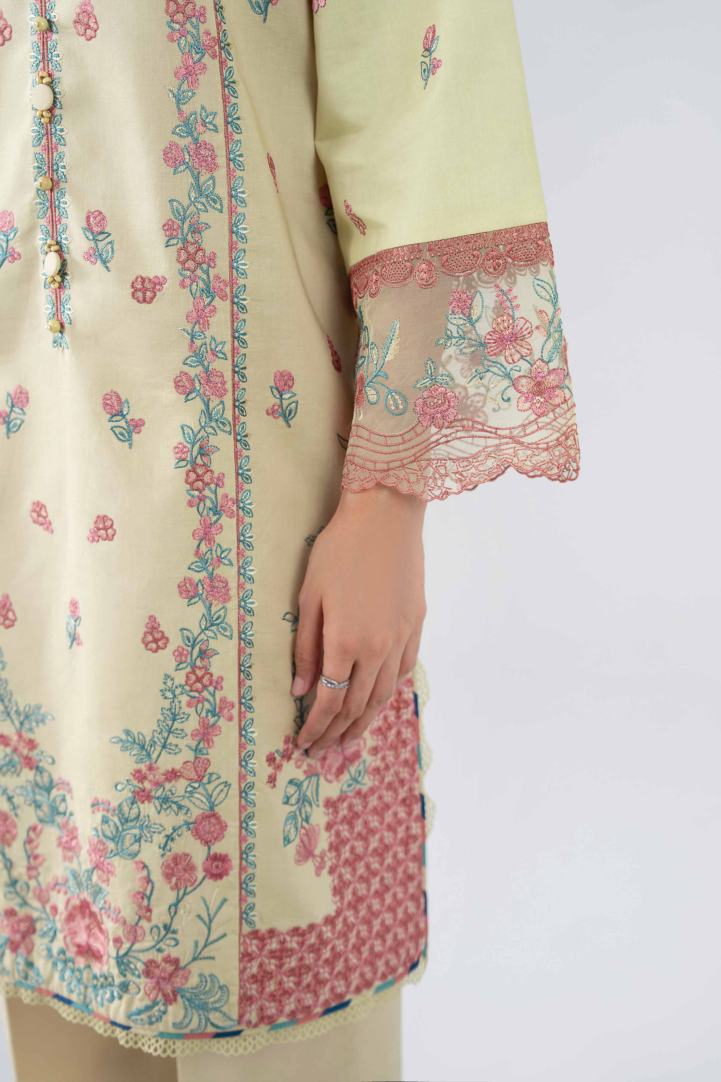 3 Piece - Printed Embroidered Suit - 42602246