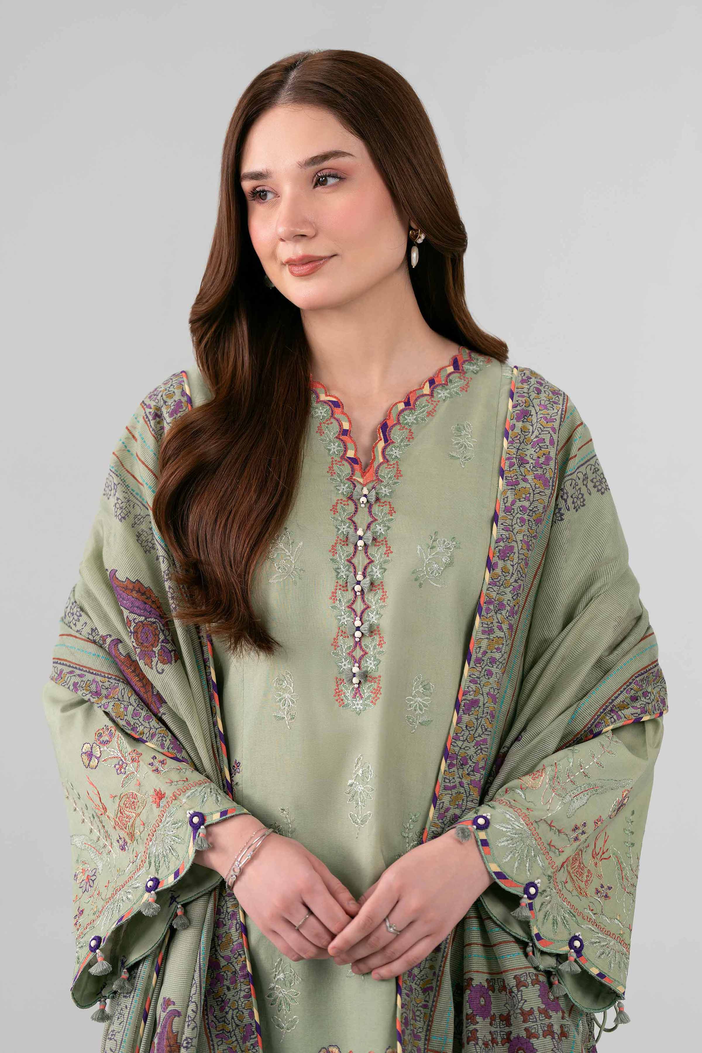3 Piece - Printed Embroidered Suit - 42602247