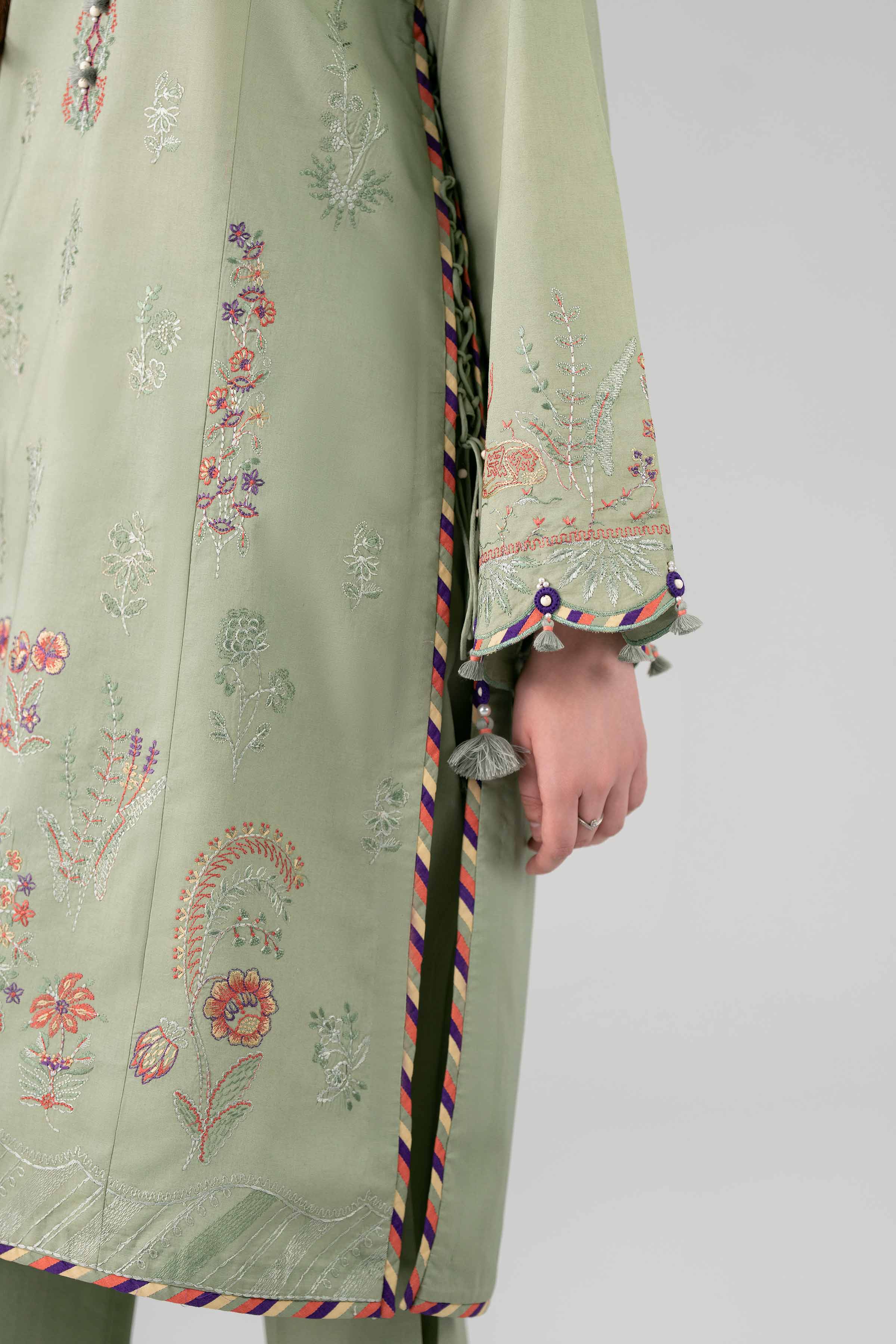 3 Piece - Printed Embroidered Suit - 42602247