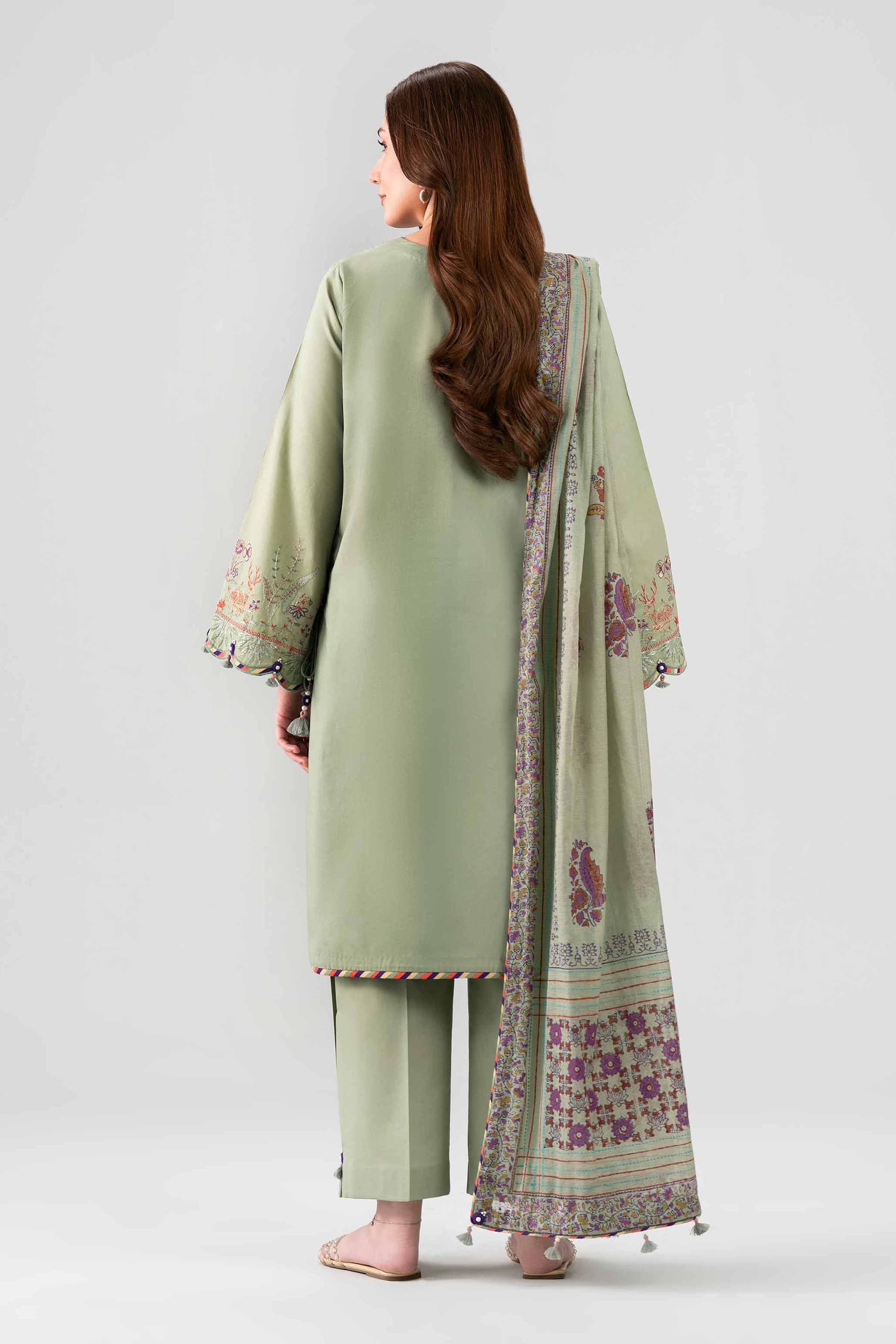 3 Piece - Printed Embroidered Suit - 42602247