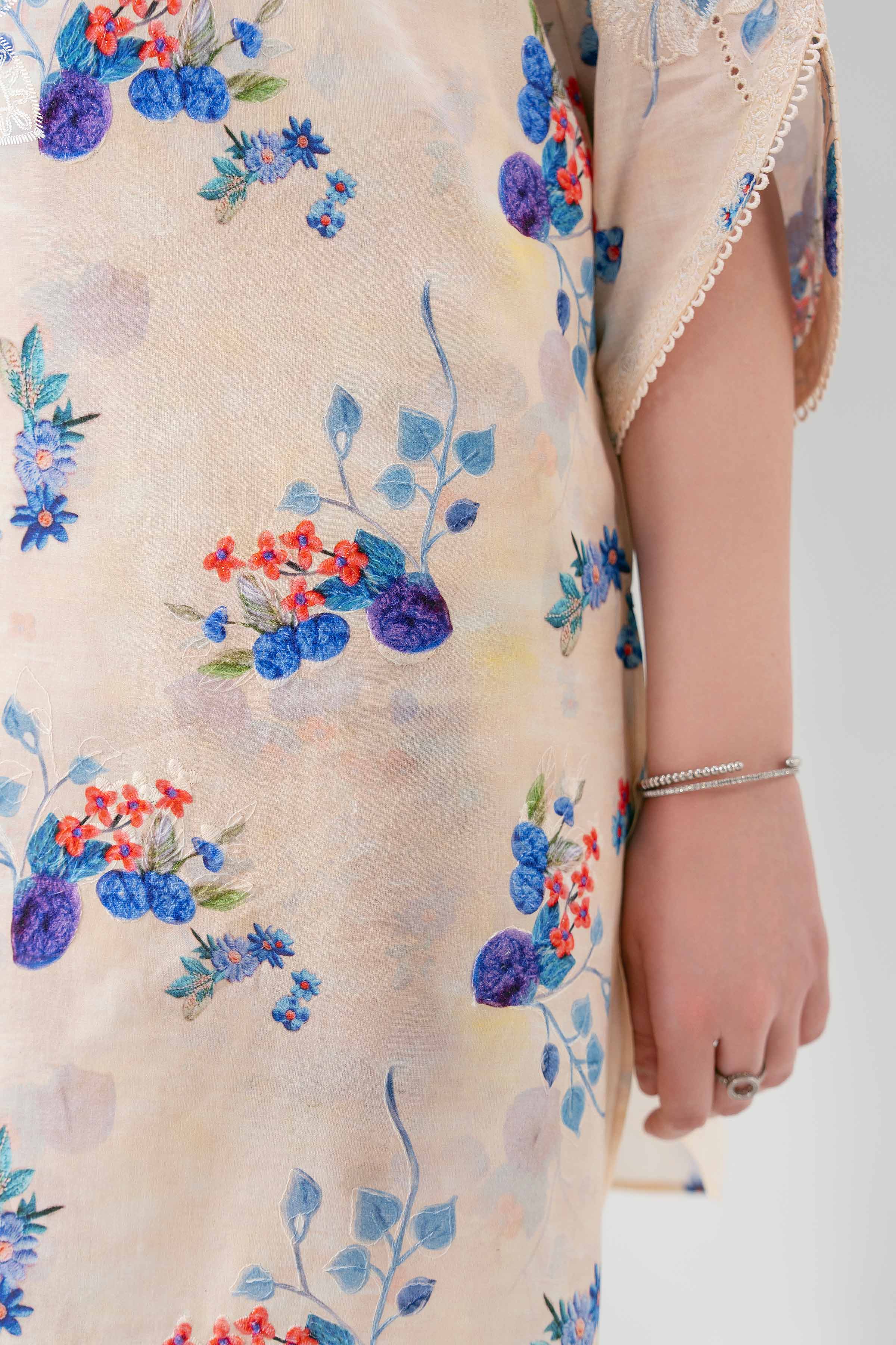 3 Piece - Printed Embroidered Suit - 42619109