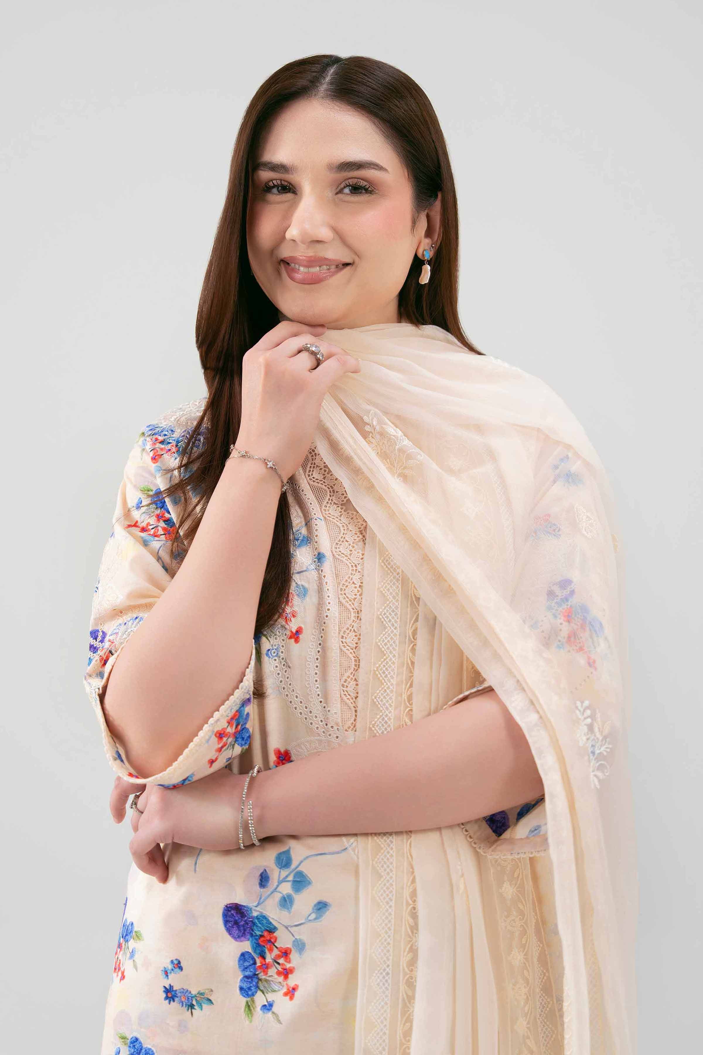 3 Piece - Printed Embroidered Suit - 42619109