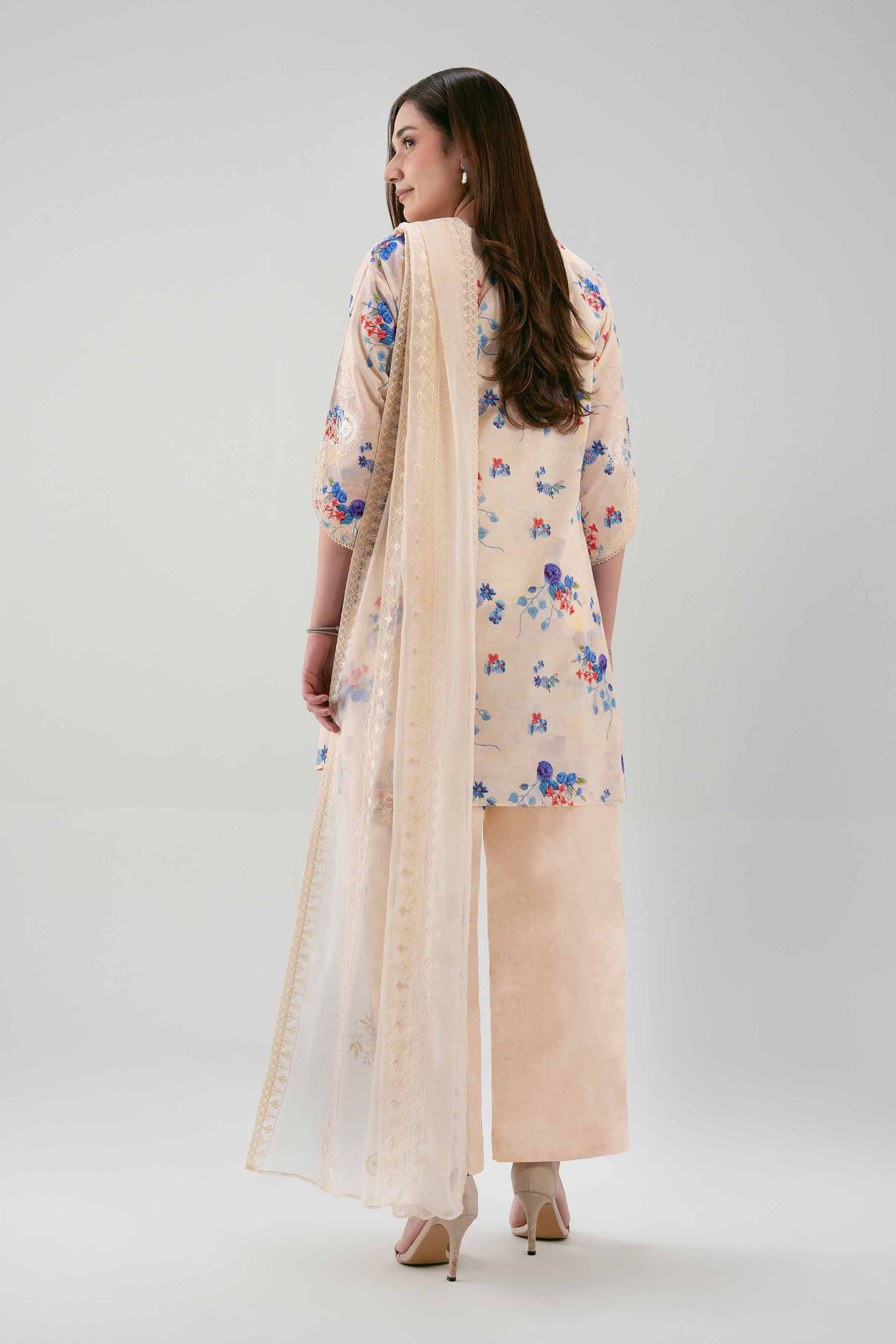 3 Piece - Printed Embroidered Suit - 42619109