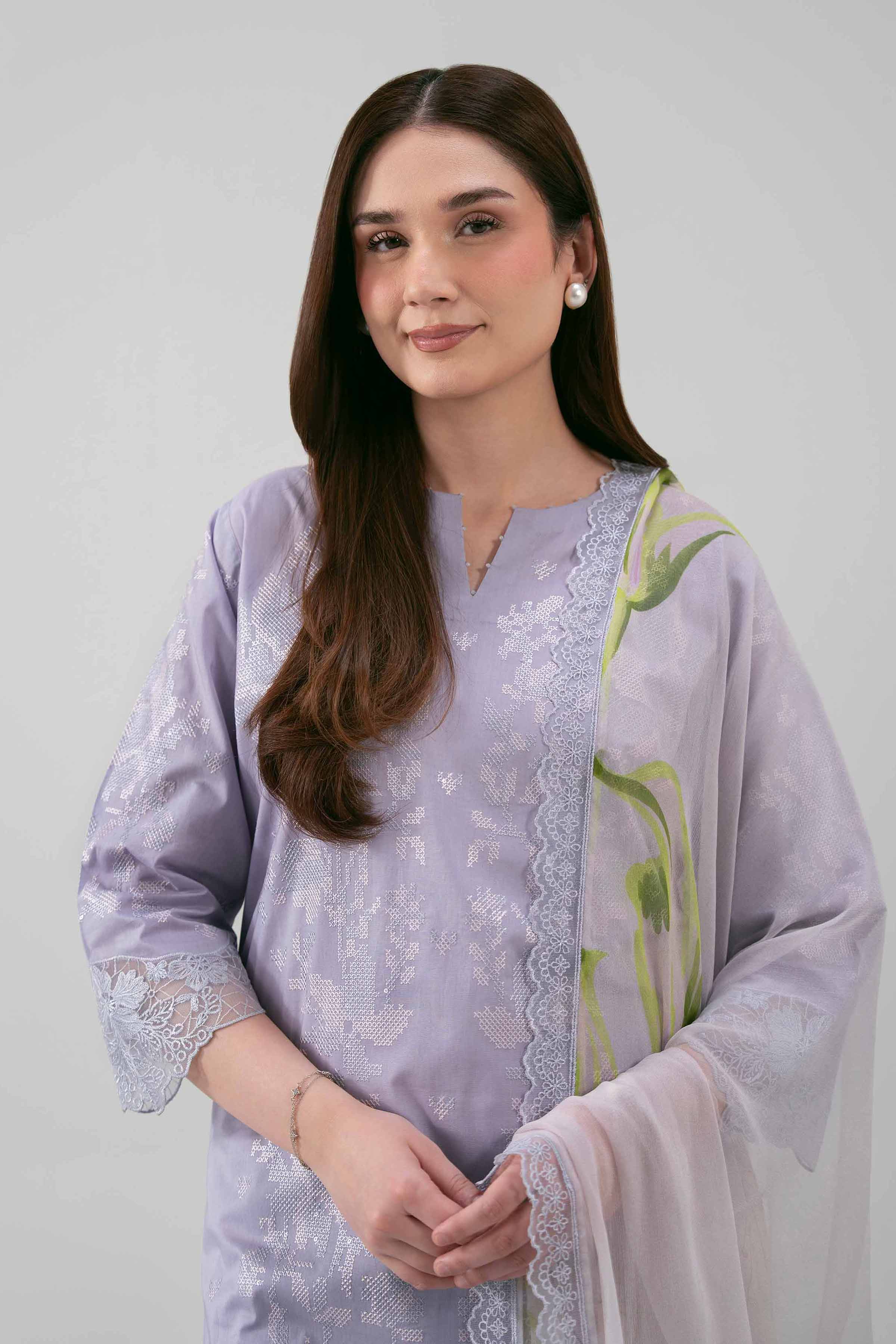 3 Piece - Digital Printed Embroidered Suit - 42619514